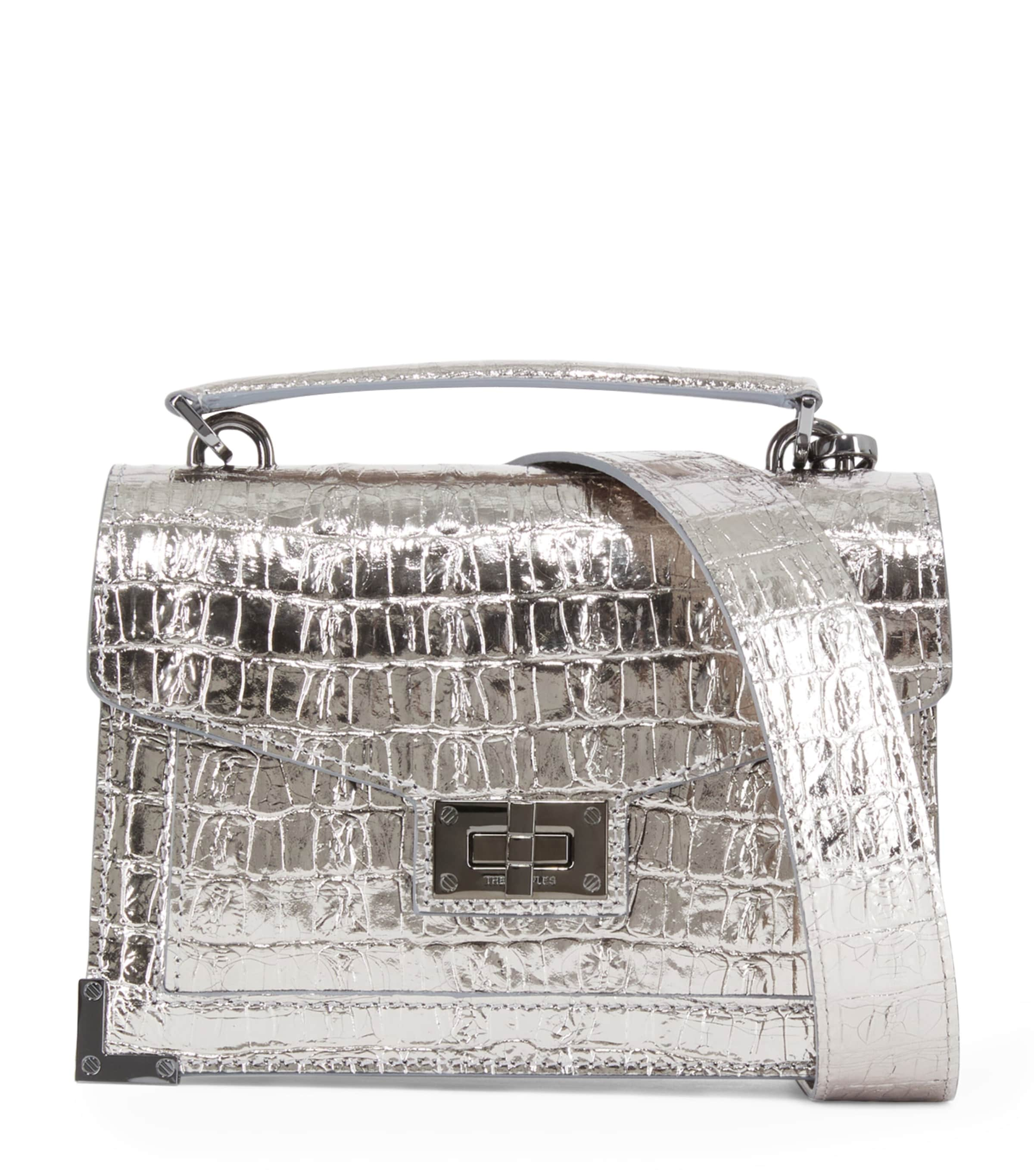 Shop The Kooples Small Leather Emily Cross-body Bag In Silver