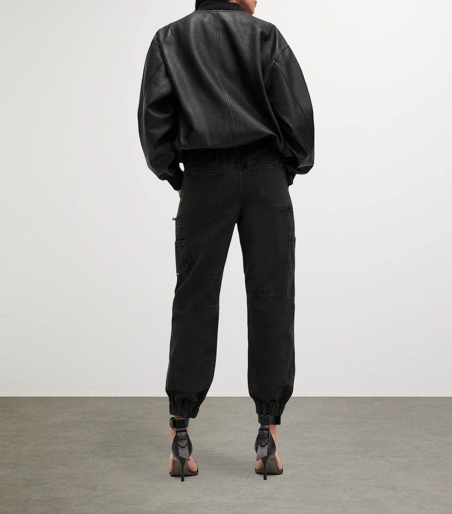 AllSaints Womens Denim Florence Cargo Trousers Washed Black Image 3