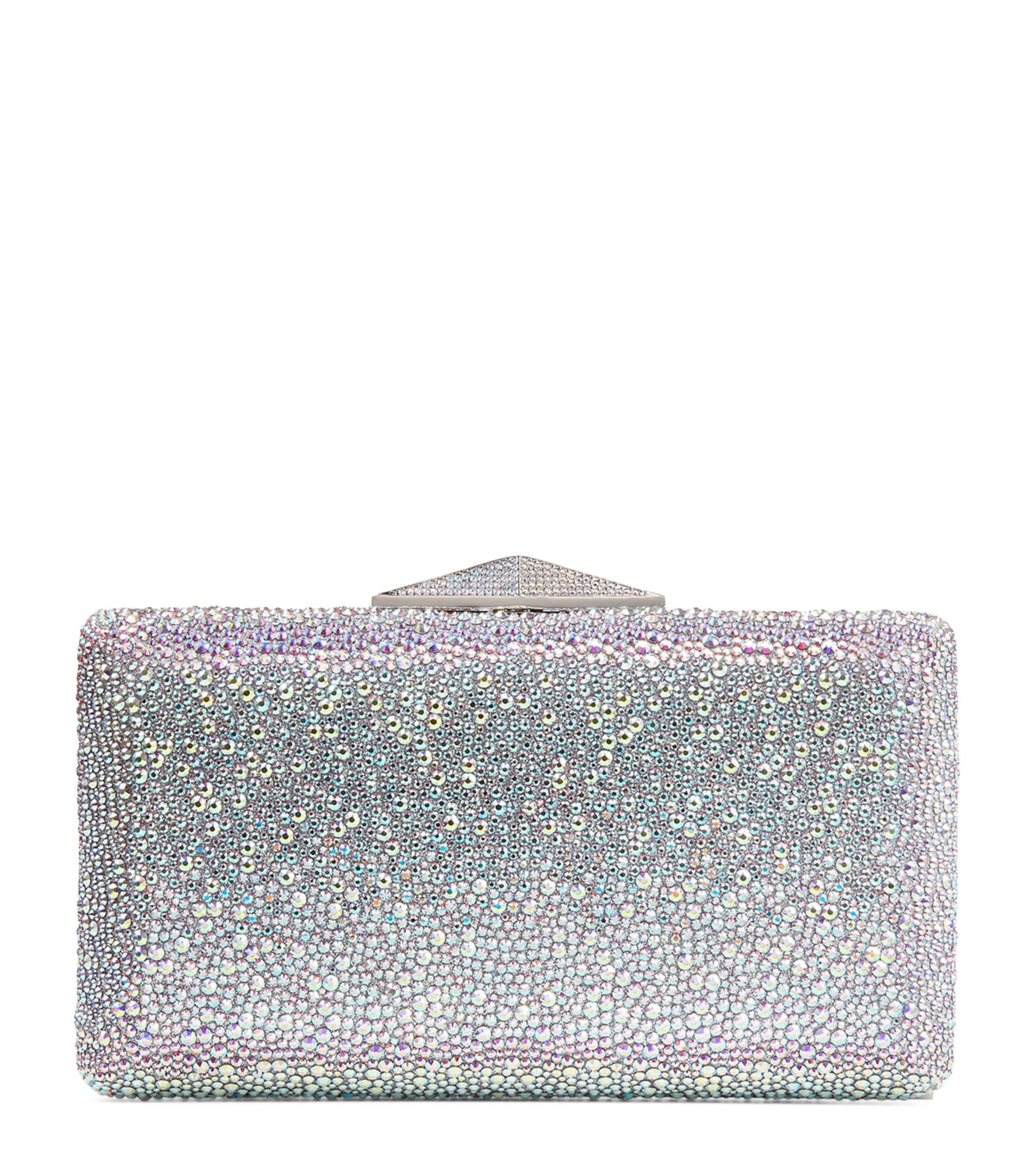 Shop Jimmy Choo Crystal-embellished Clemmie Clutch Bag