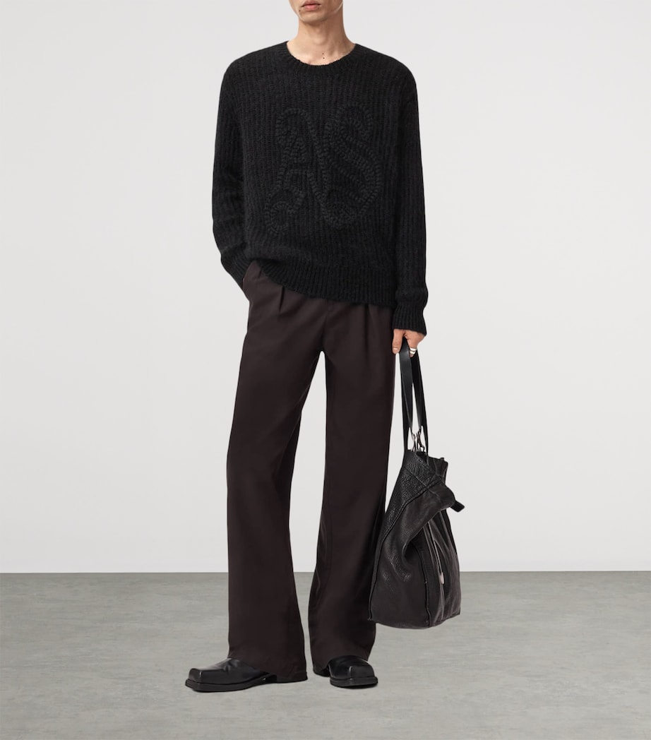 AllSaints Mens Embroidered Chainy Sweater Black Image 6