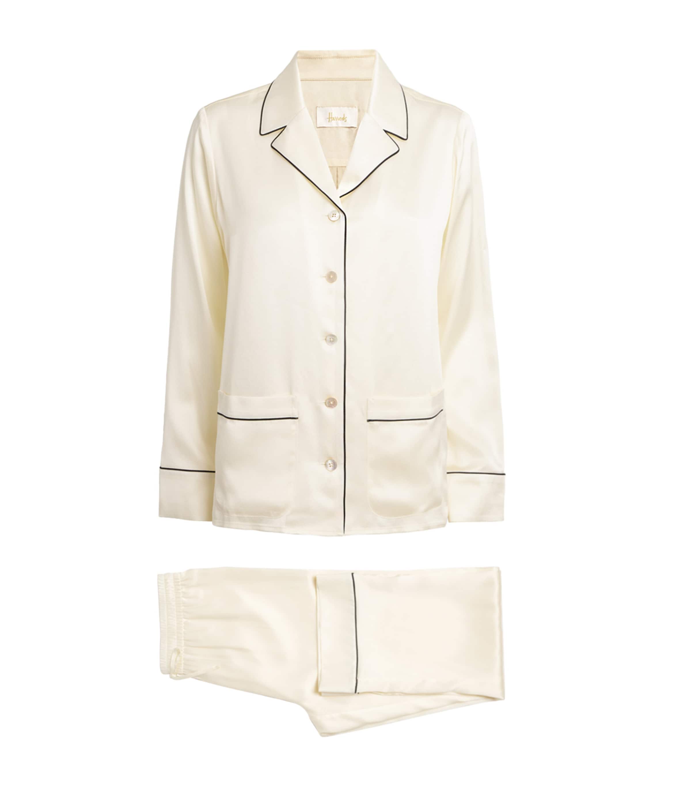Harrods Silk Satin Pyjama Set In Ivory