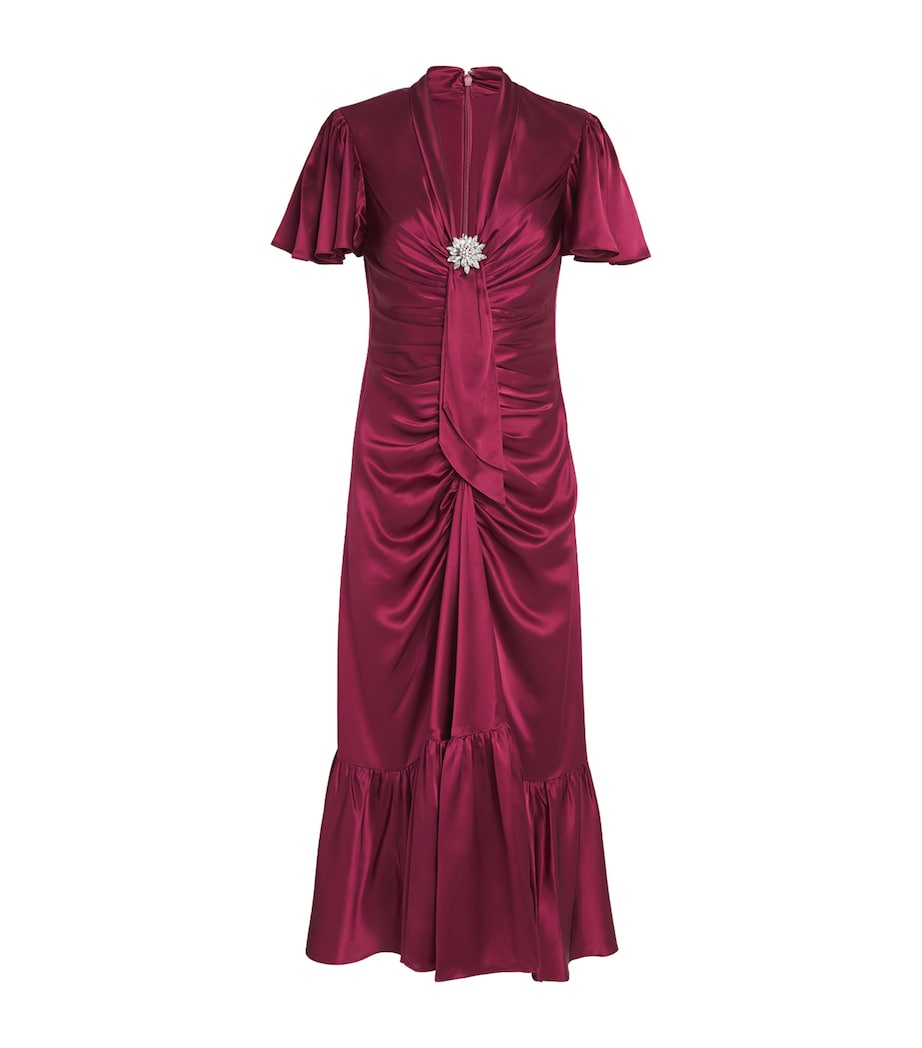 Cinq A Sept Womens Silk Embellished Peeta Midi Dress Red Plum Image 1