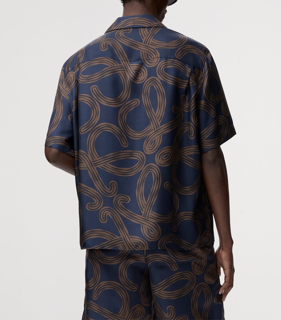 LOEWE Mens x Paula’s Ibiza Silk Anagram Shirt Navy/brown Image 4