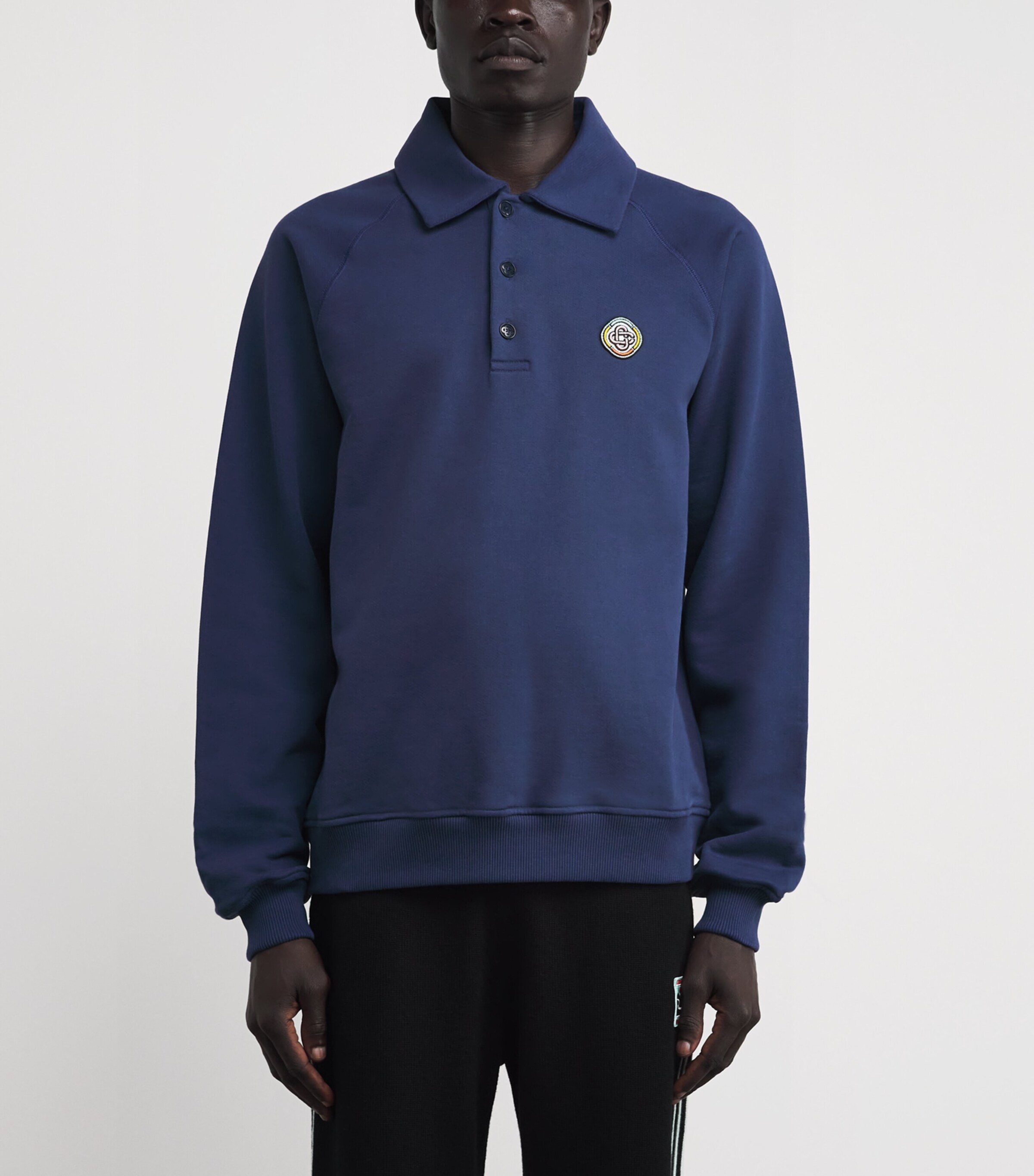 Casablanca Mens Organic Cotton Logo Polo Shirt Navy Image 3
