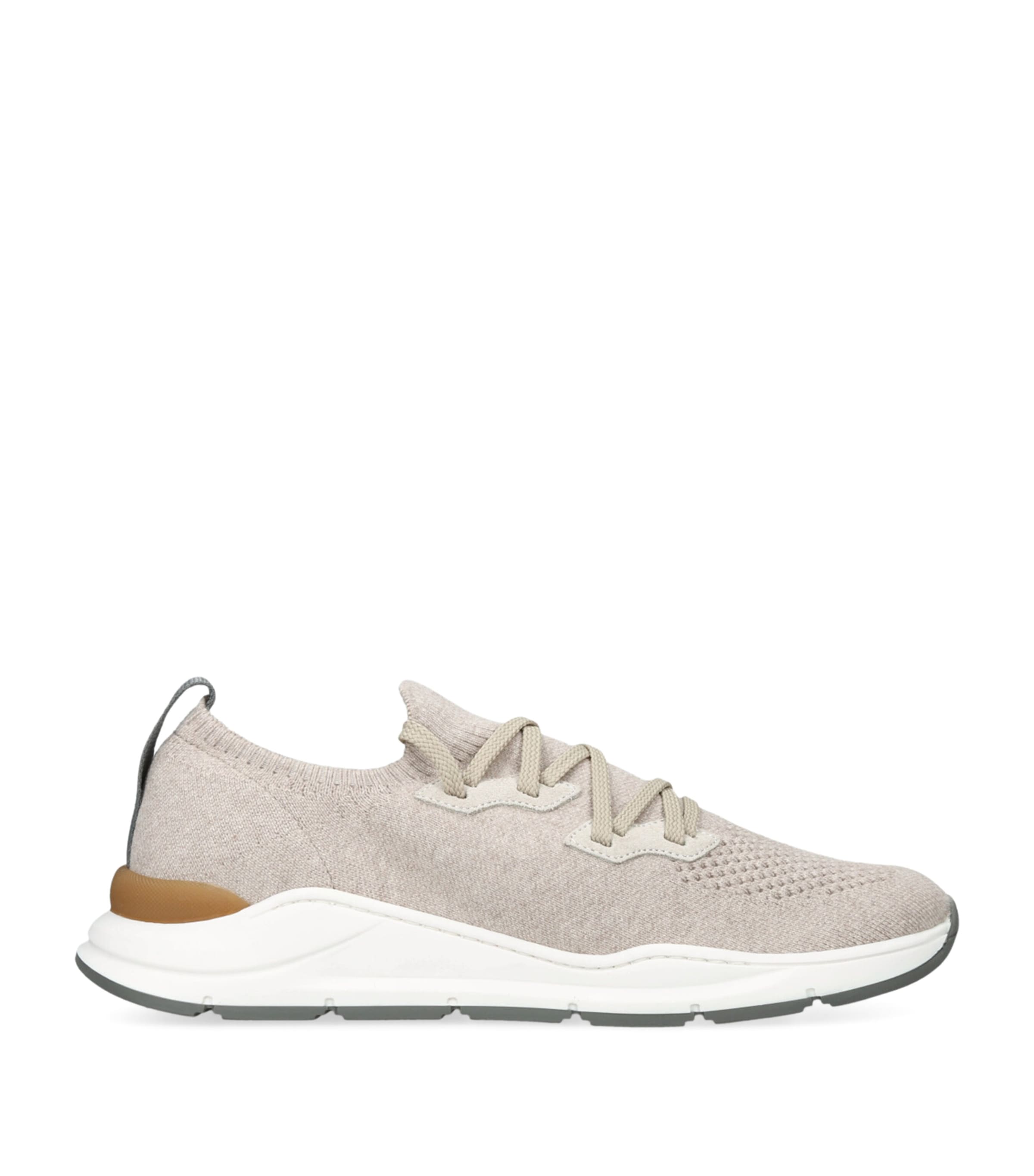 Brunello Cucinelli Cotton Knitted Runner Sneakers In Neutral