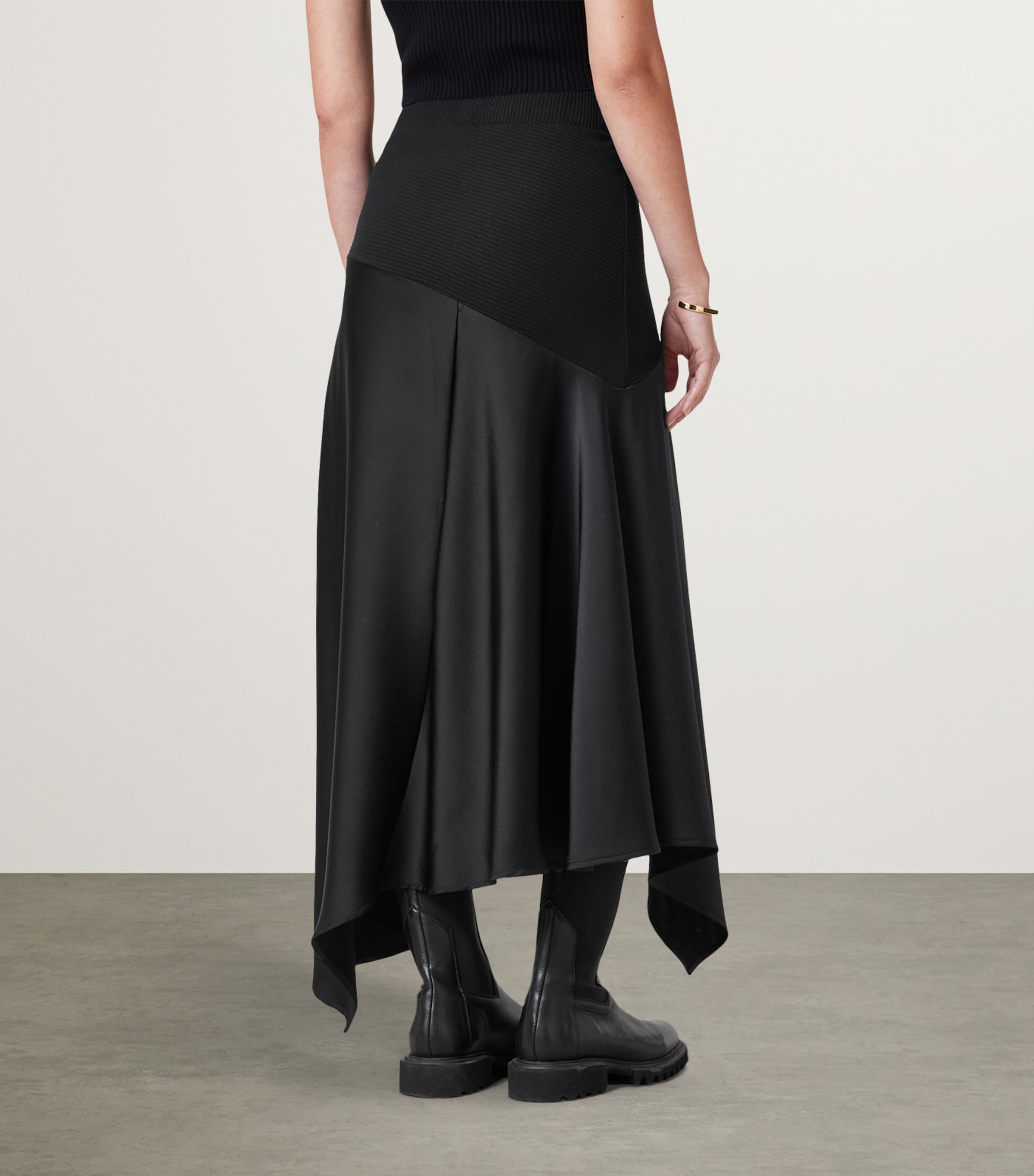 Satin Pia Midi Skirt BLACK Image 7