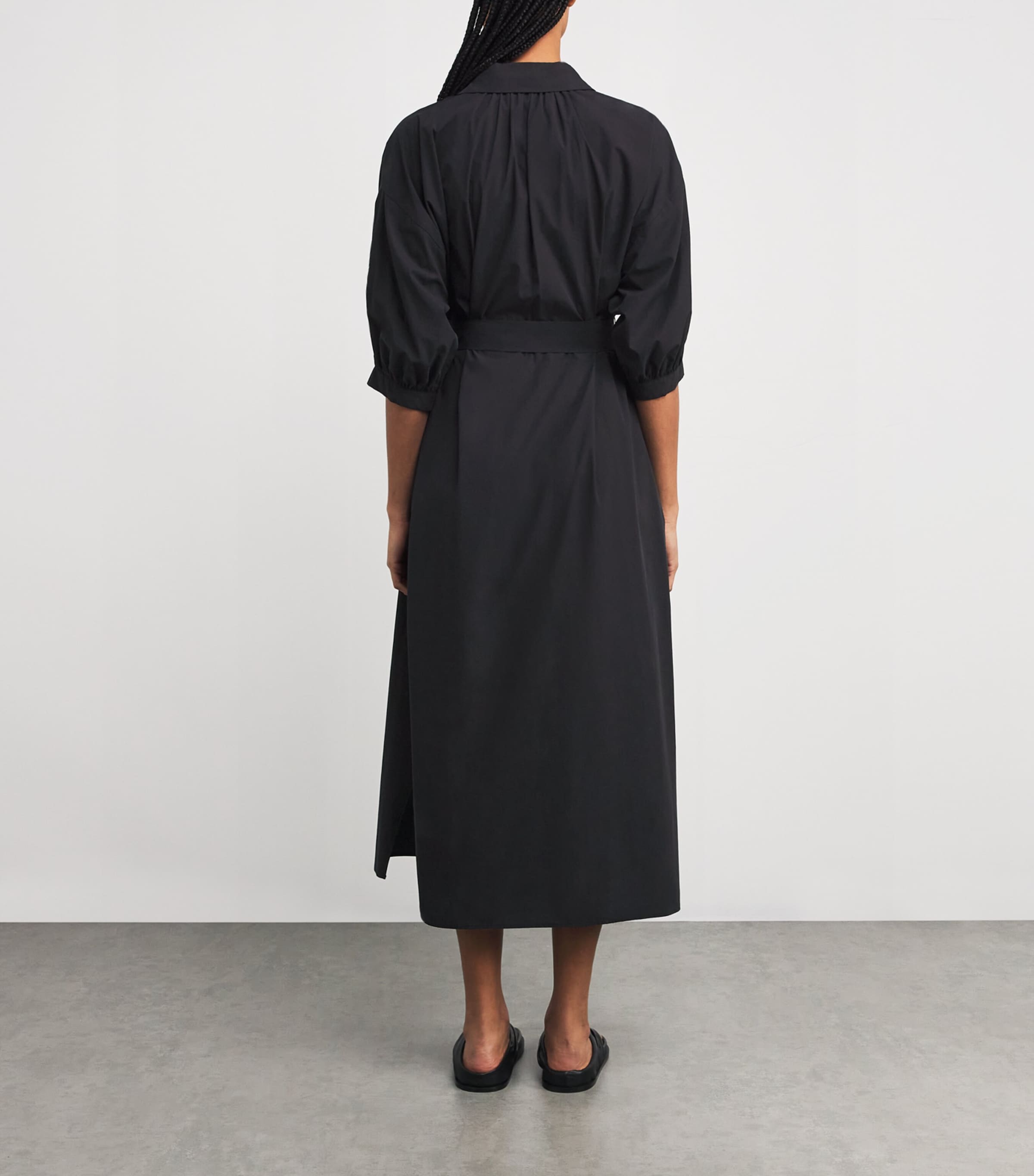 Weekend Max Mara Womens Cotton Midi Shirt Dress Black Image 3