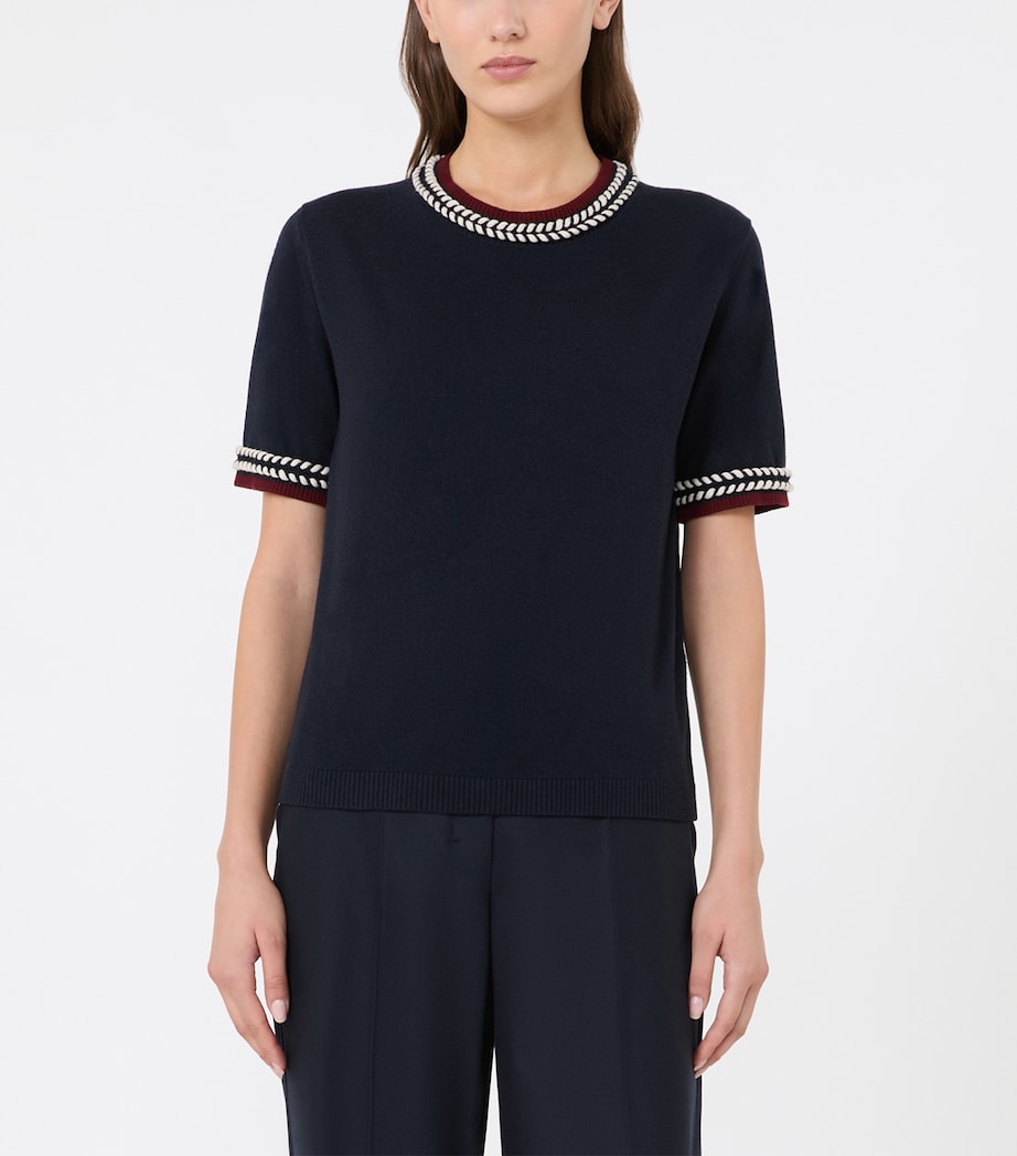 Max Mara Womens Cotton Braid-Detail Sweater Ultramarine Image 3