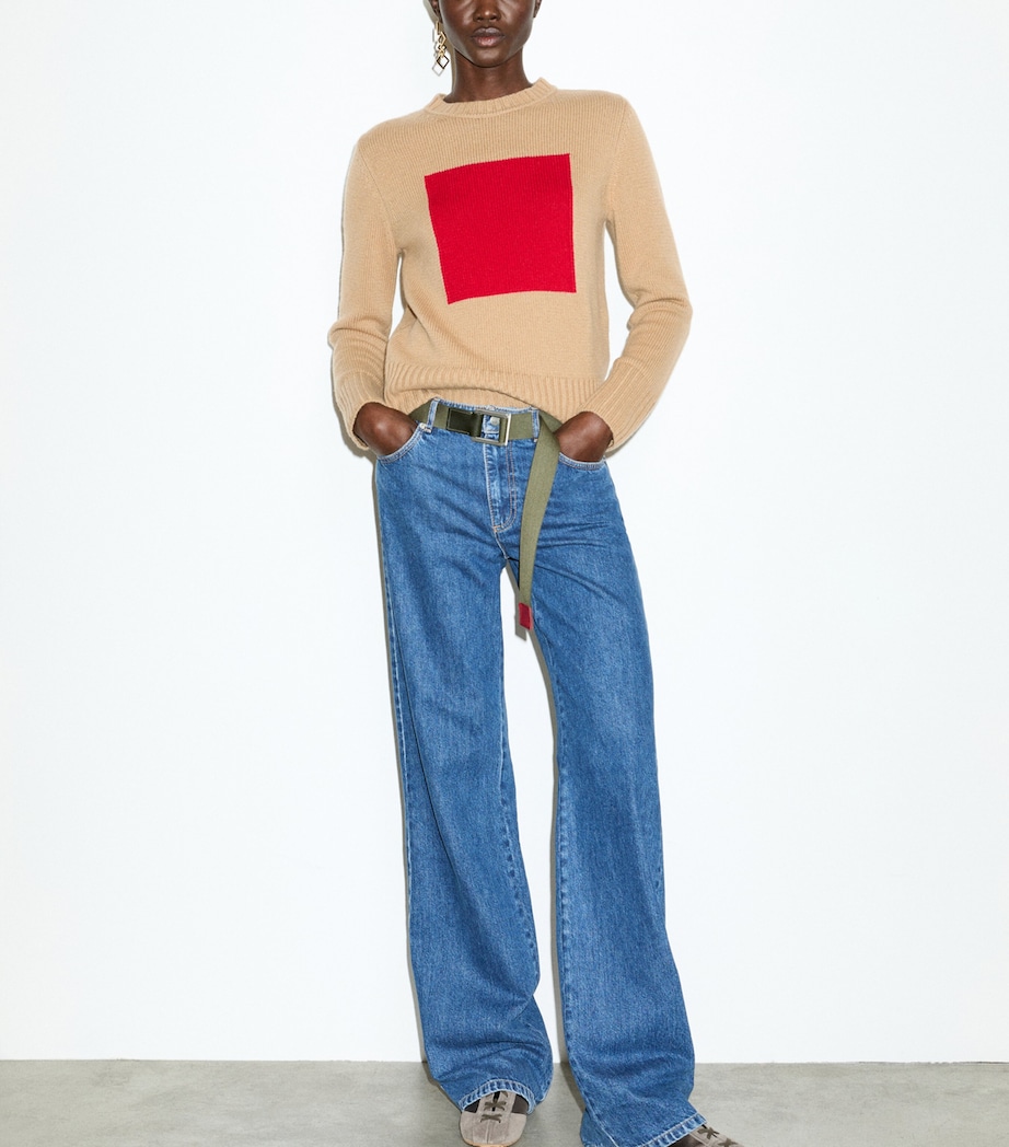 MAX&Co. Womens Wool-Cashmere Square Sweater Camel Image 2