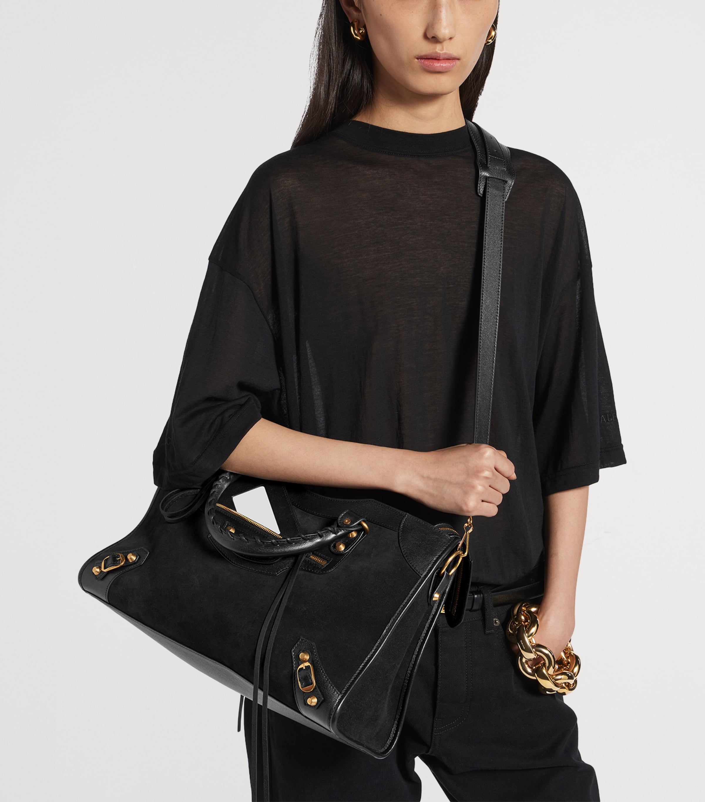 Balenciaga Medium Suede Le City Top-Handle Bag Image 3