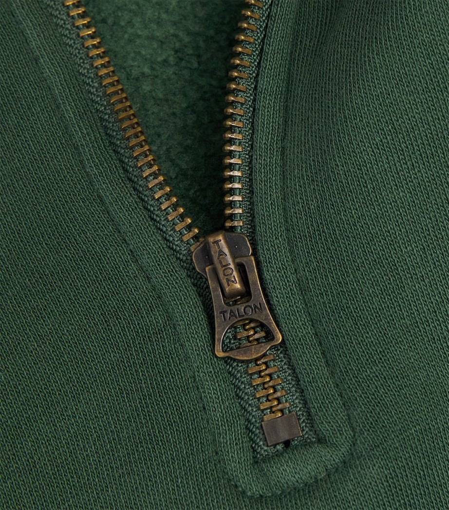 Cotton-Blend Logo Print Quarter-Zip Sweatshirt GRASS Image 5