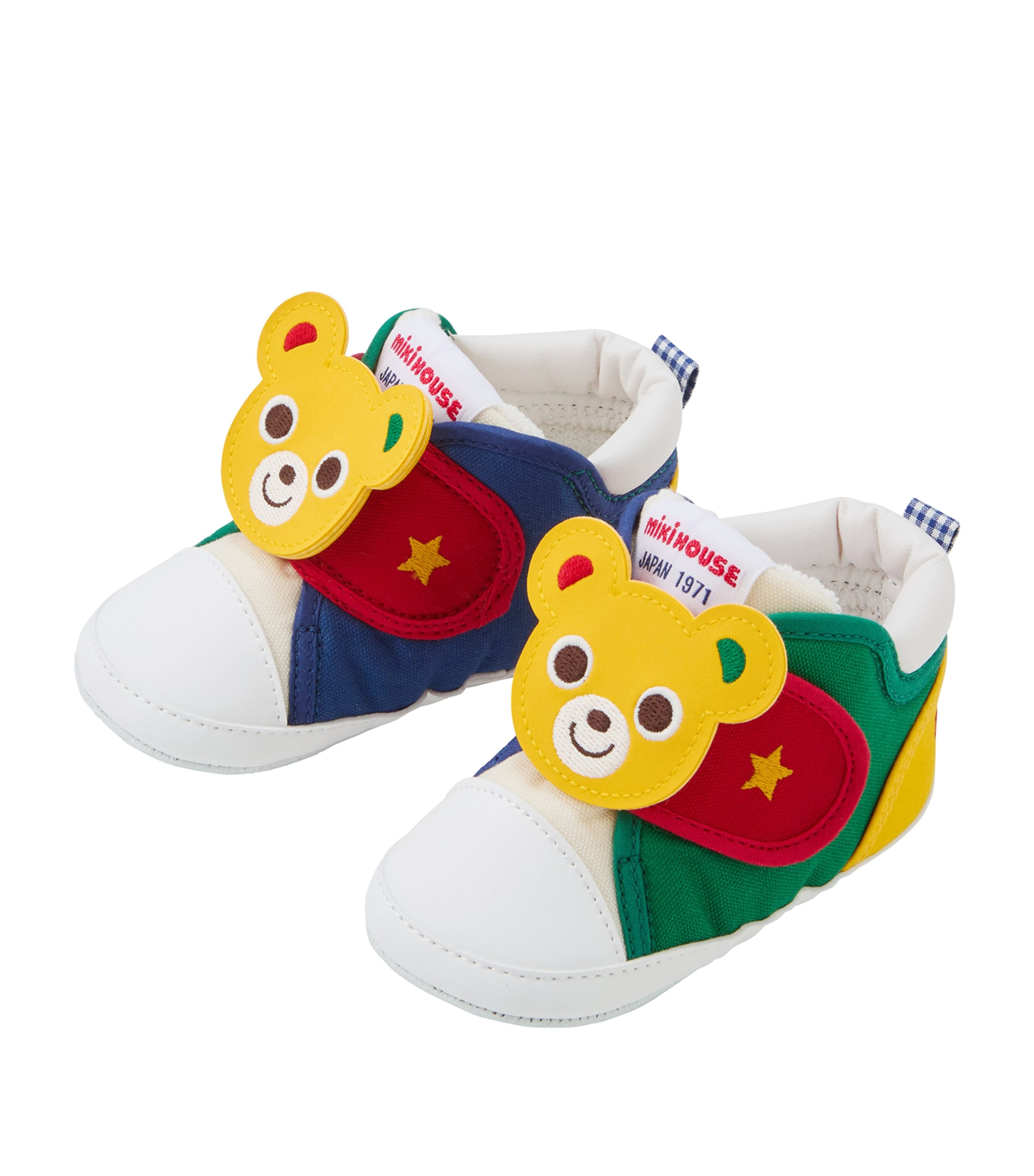 Miki House Teddy-Appliqué Sneakers | Kids New In | Baby Clothing | Baby Shoes | Trainers | Designers | Miki House