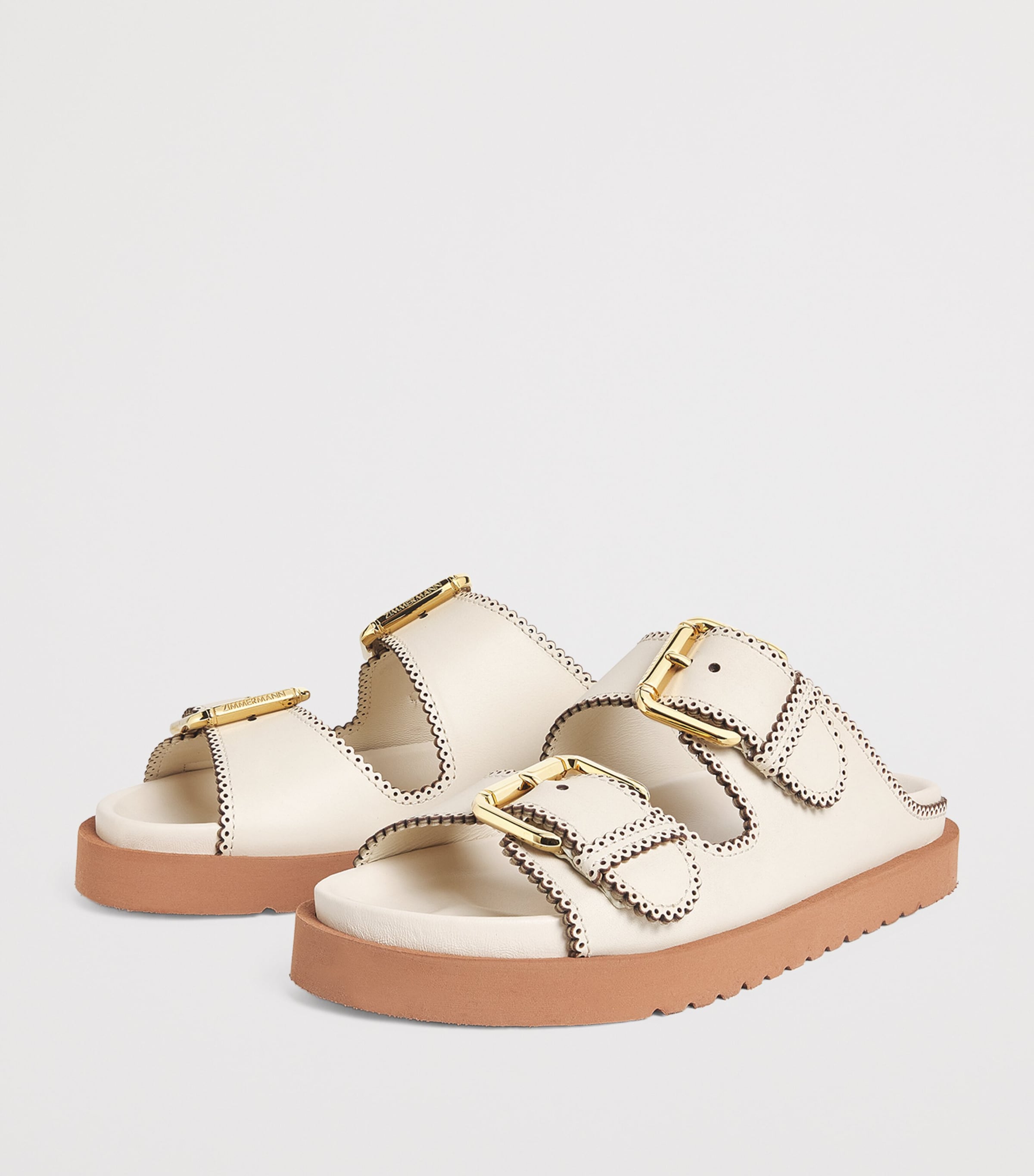 Leather Goldie Buckle Sandals MACA/MACADAMIA Image 3