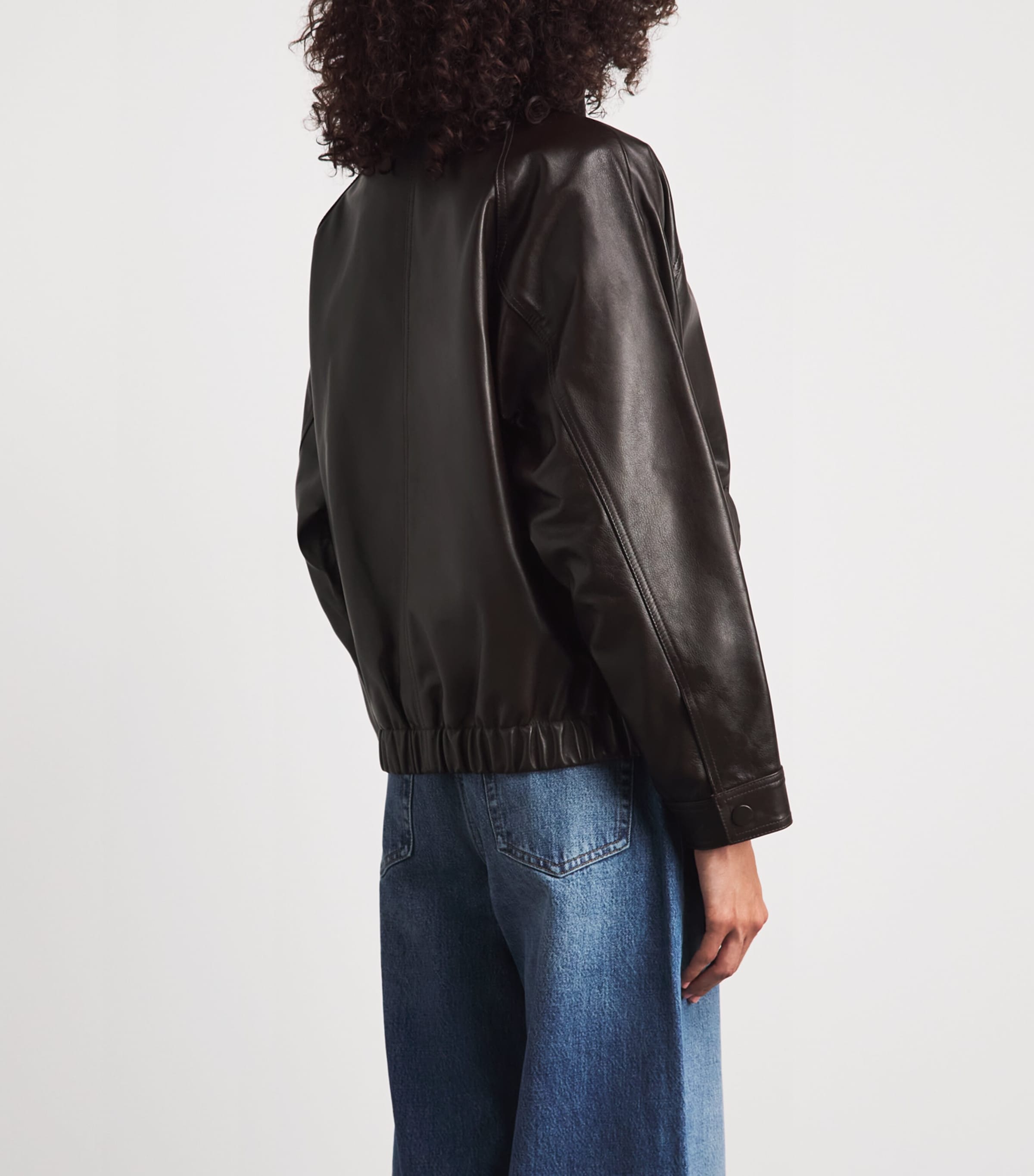 Sandro Paris Womens Oversized Leather Jacket Brown Image 5