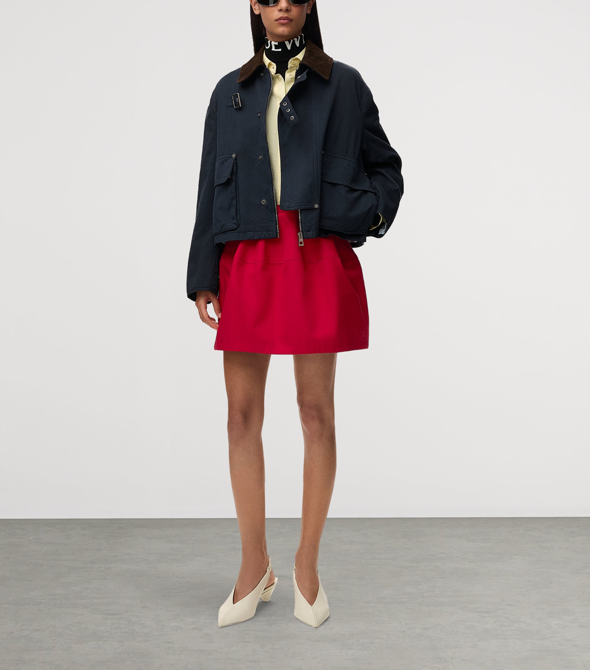 LOEWE Womens Cotton-Silk Balloon Mini Skirt Red Image 2