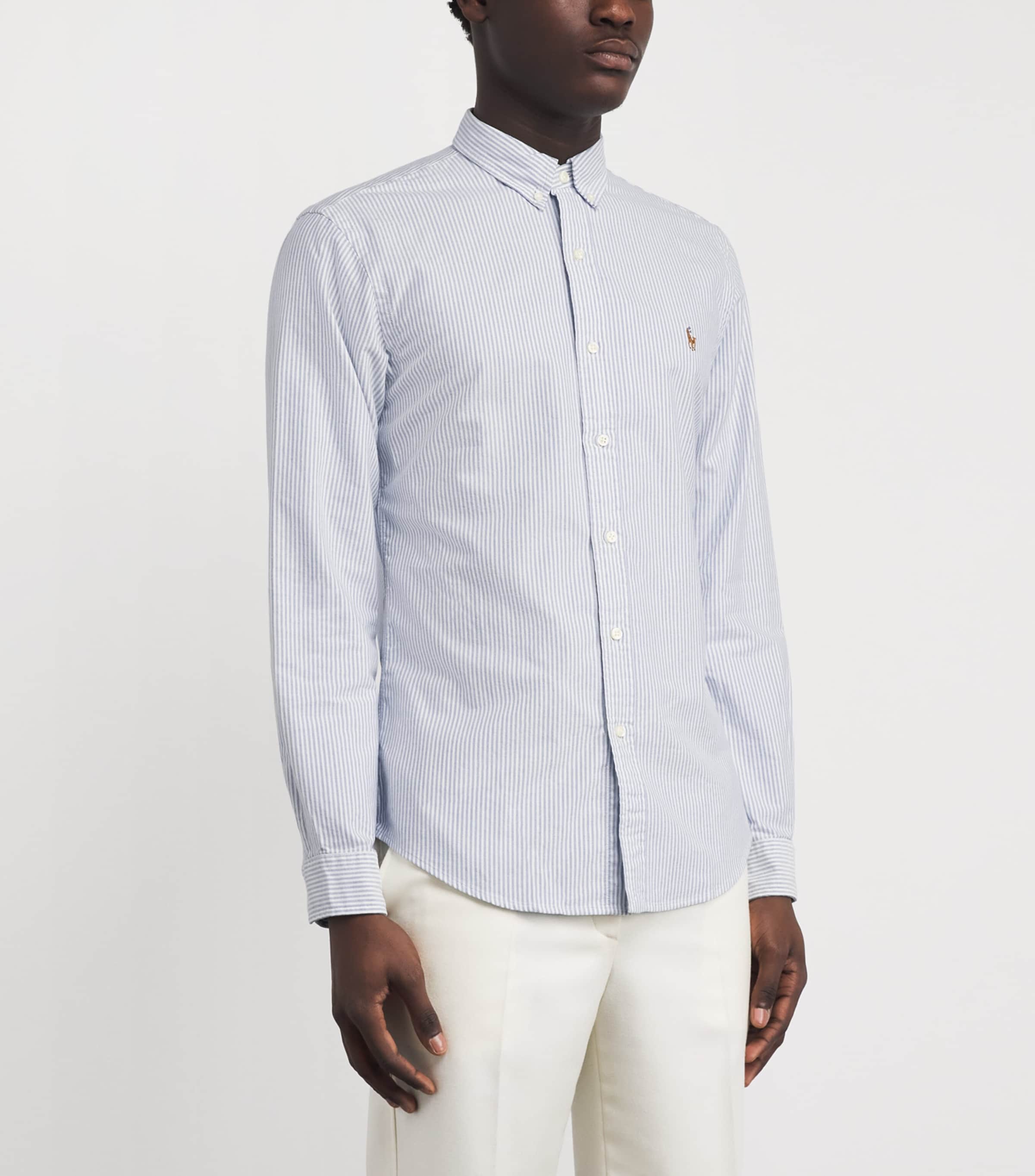 Polo Ralph Lauren Mens Cotton Stripe Oxford Shirt Blue White Stripe Image 3