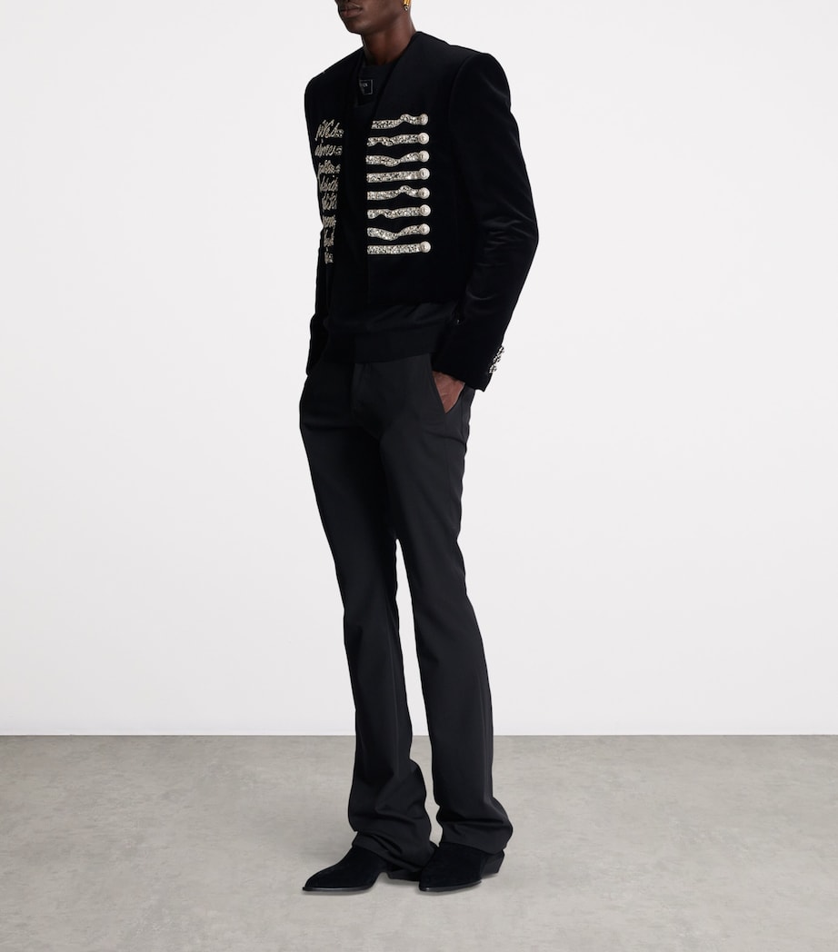 Velvet Embroidered Cropped Jacket EAW NOIR/CRISTAL Image 5