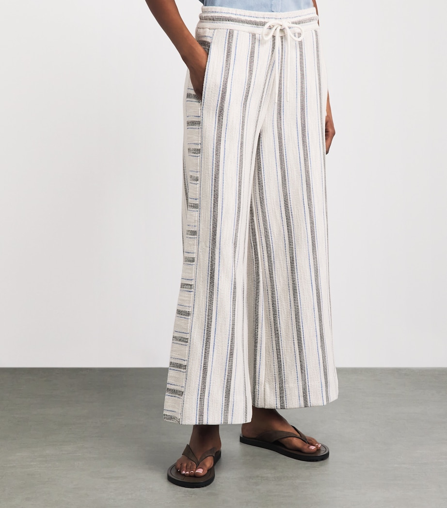 ME+EM Womens Stripe Cropped Wide-Leg Trousers Light Cream Multi Image 4