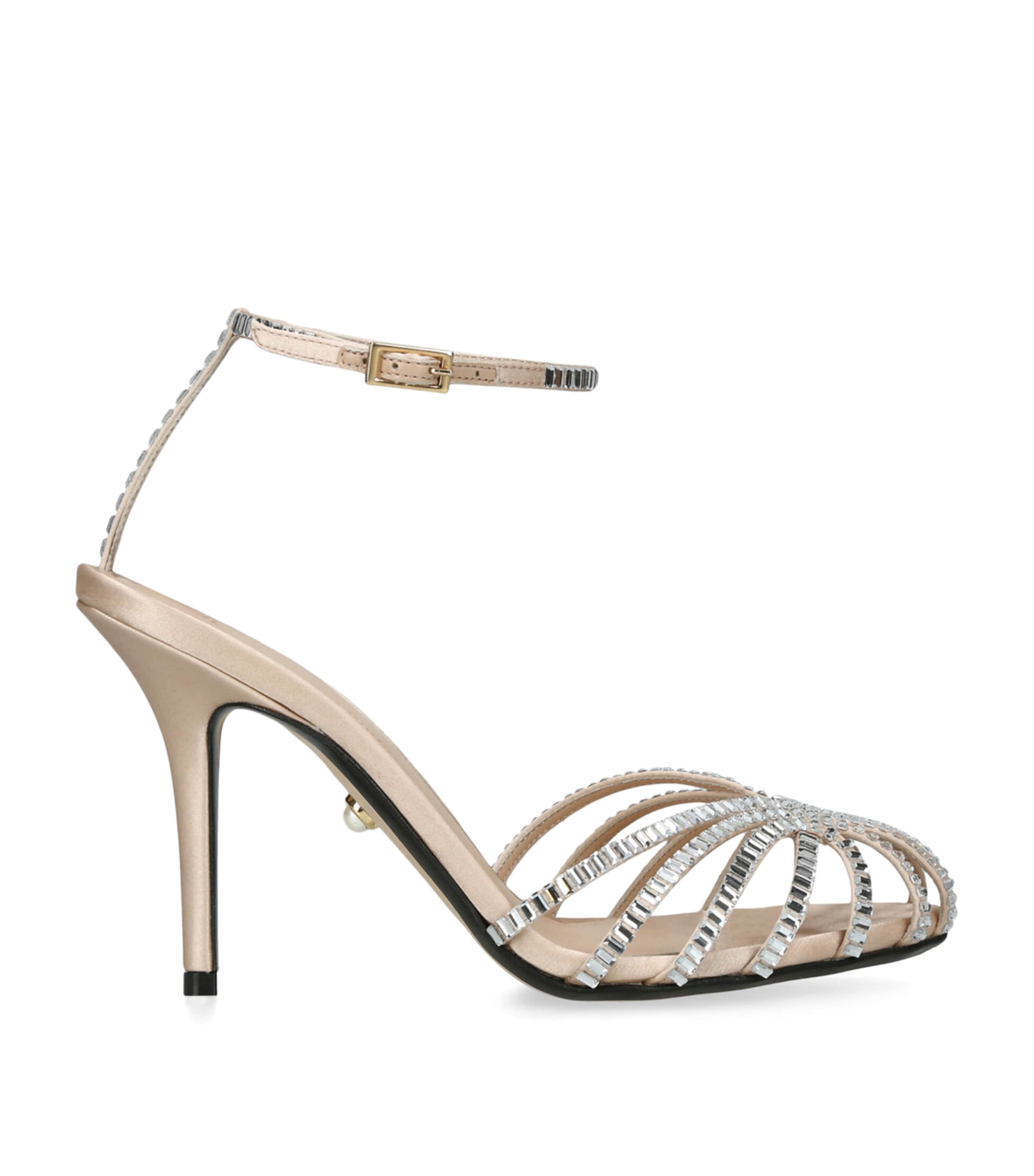 Alevì Satin Penelope Xtal Heeled Sandals 95 Silver Com Image 1