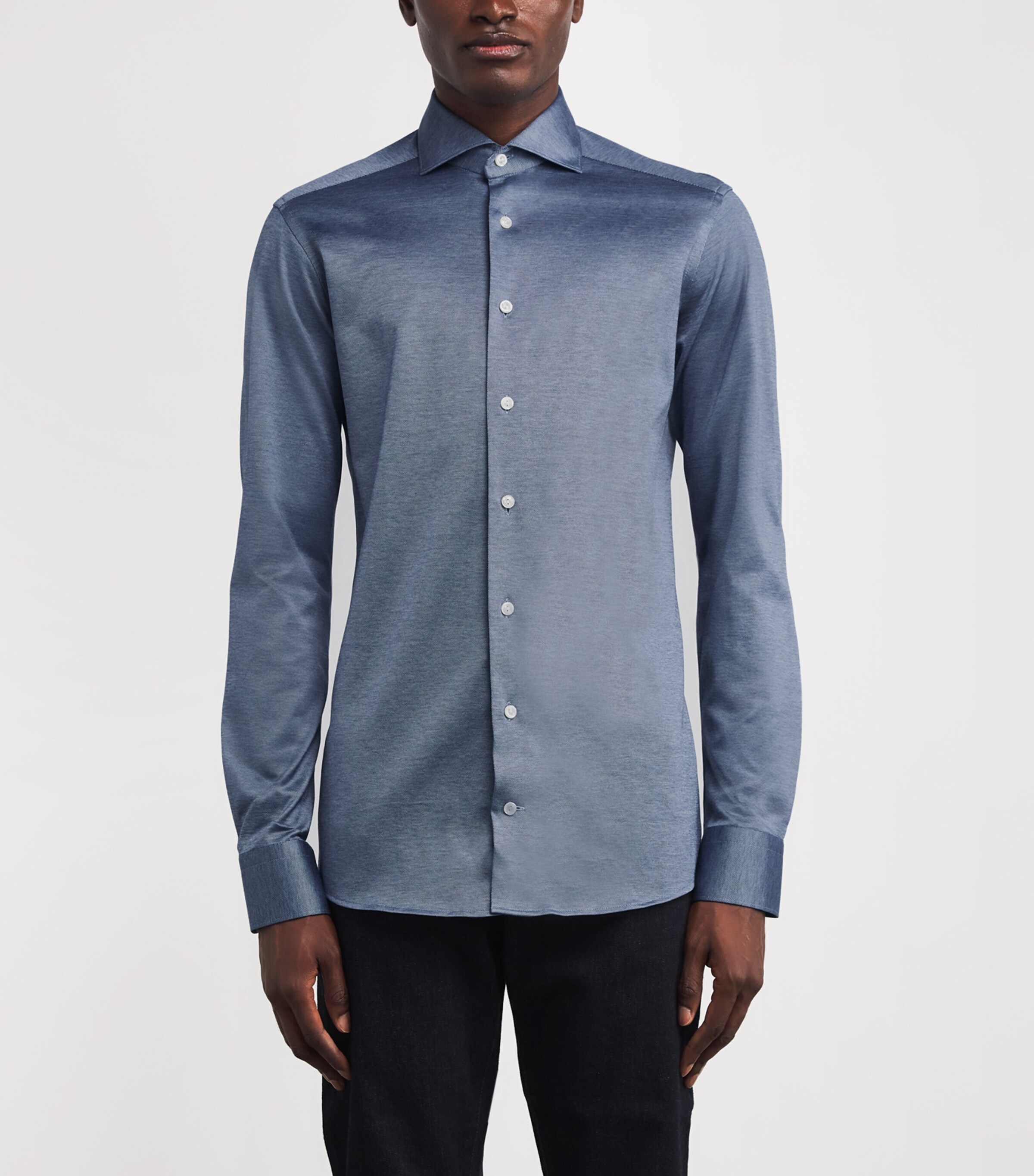 Cotton Jersey Dress Shirt DARK BLUE Image 3