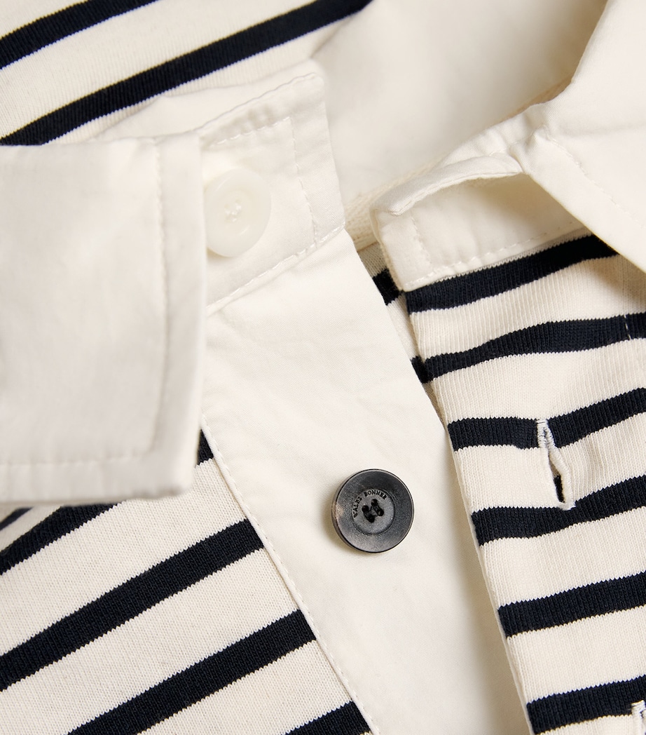 Wales Bonner Mens Cotton Stripe City Polo Shirt Ivory / Navy Image 5