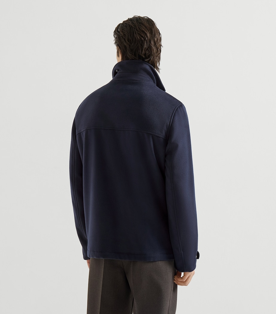 Brunello Cucinelli Mens Virgin Wool Leather-Trim Field Jacket Image 3