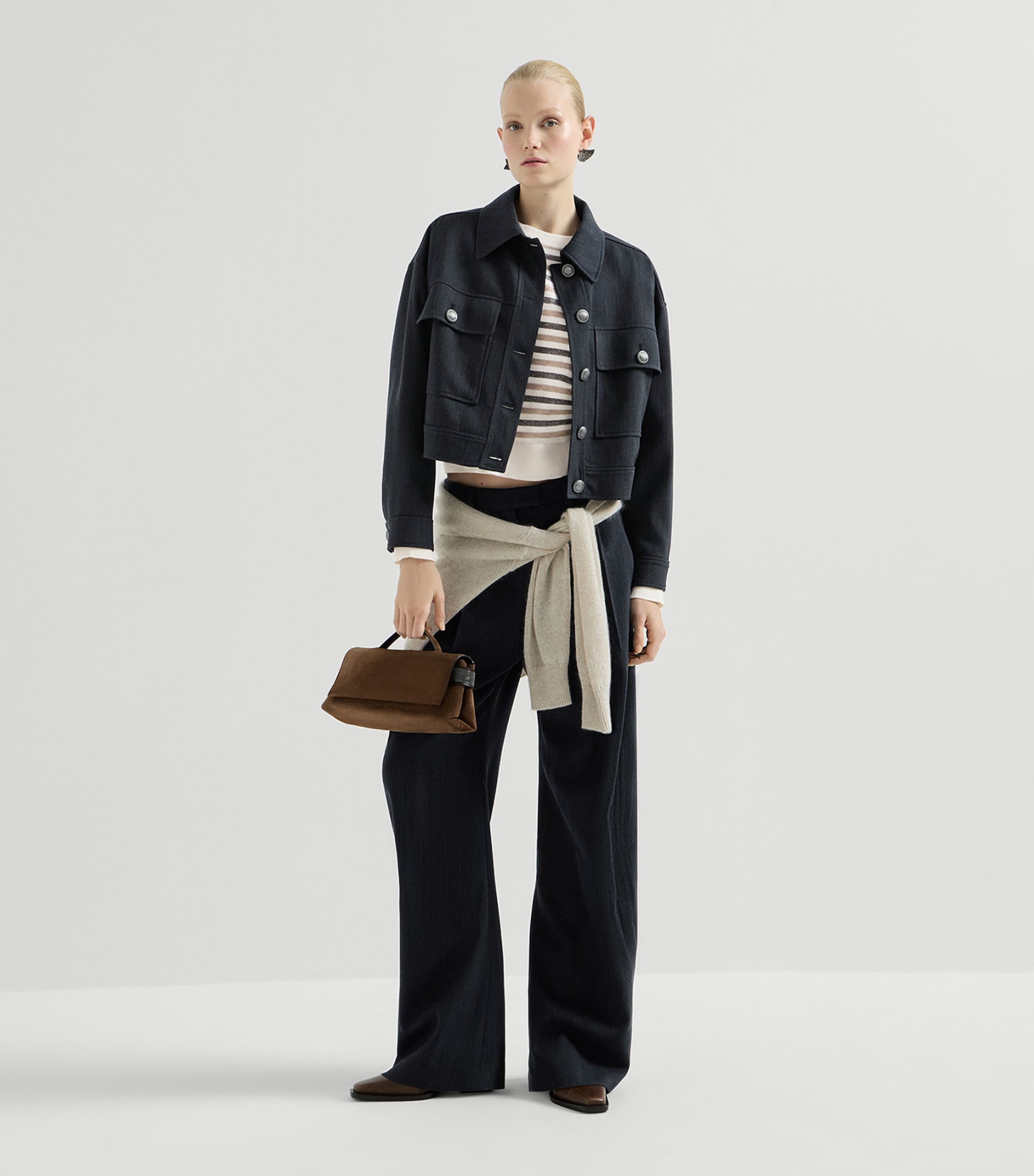 Brunello Cucinelli Womens Wool Wide-Leg Trousers Image 2