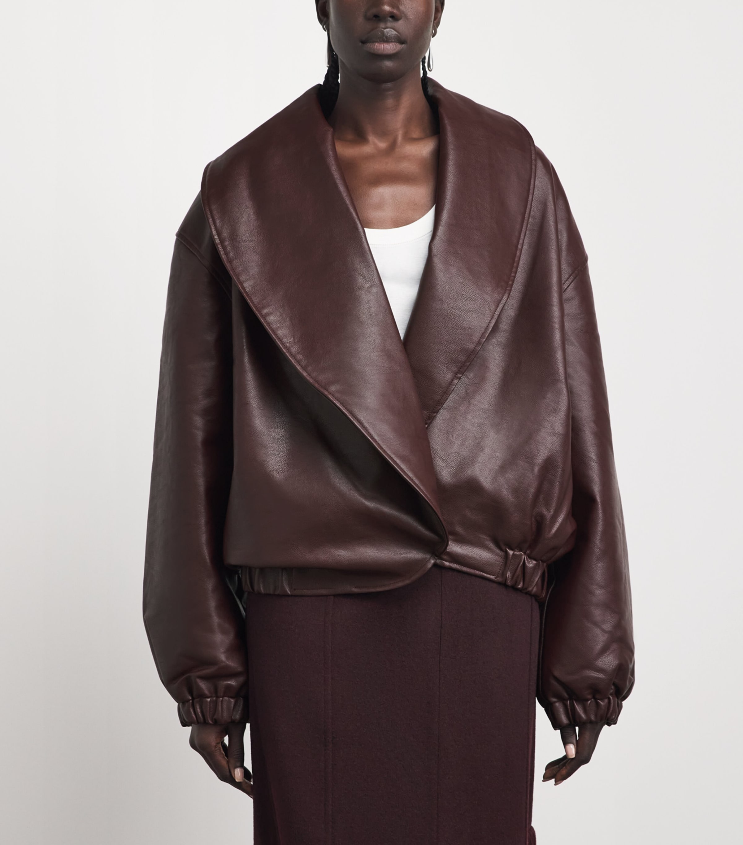 Source Unknown Womens Faux Leather Eleni Bomber Jacket Bg Image 4