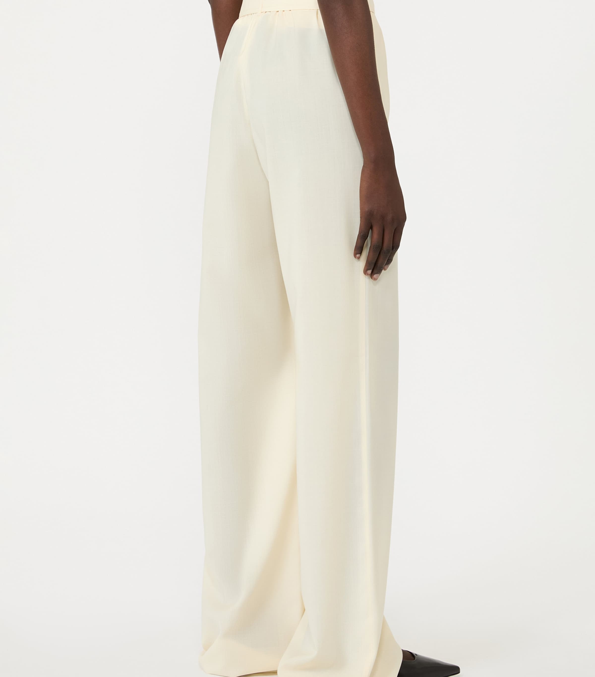 Max Mara Womens Virgin Wool Wide-Leg Trousers Ivory Image 4
