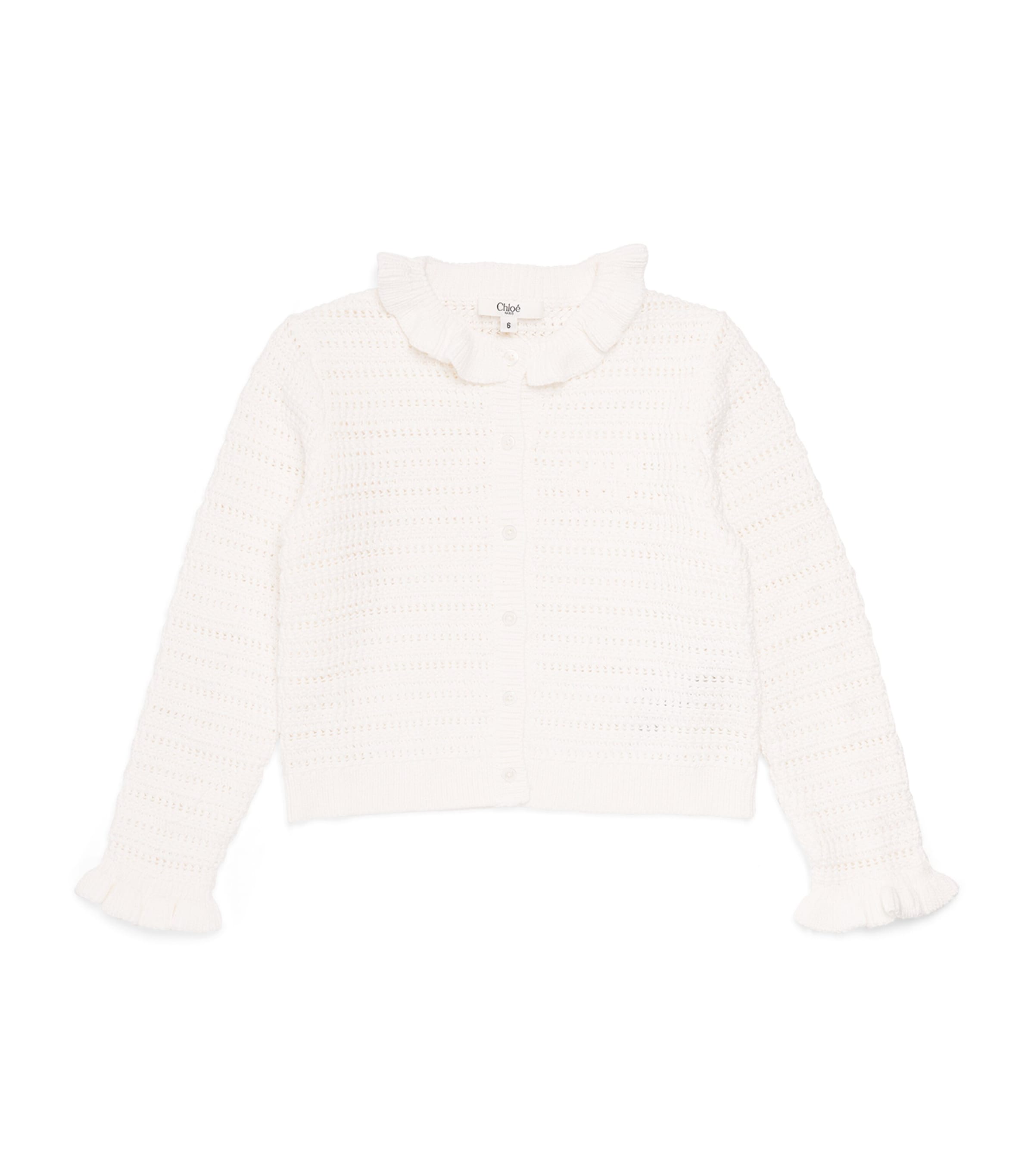 Cotton Frilled Cardigan (2-14 Years) C21234/117OFFWHITE Image 1