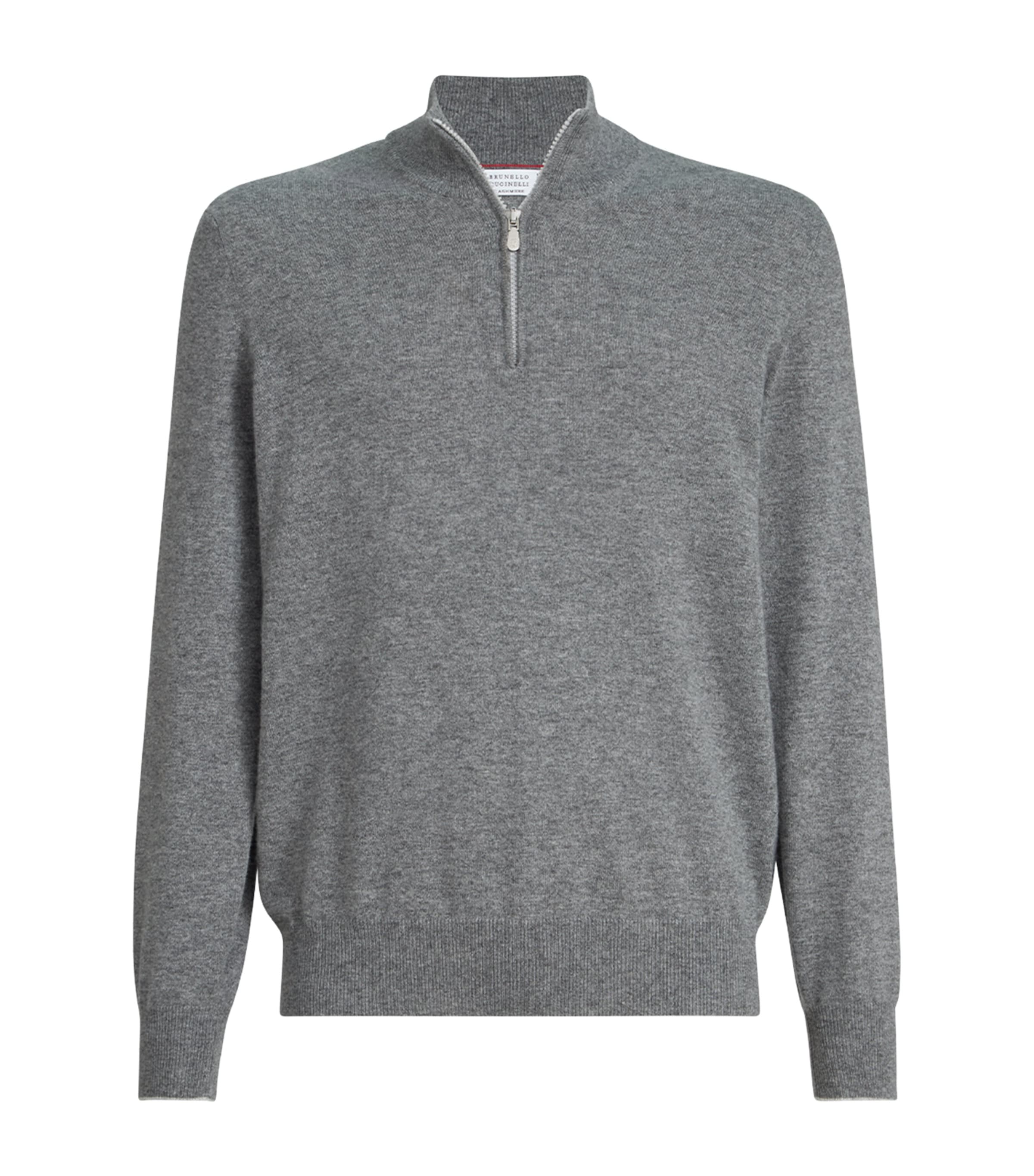 Brunello Cucinelli Mens Cashmere Quarter-Zip Sweater Image 1