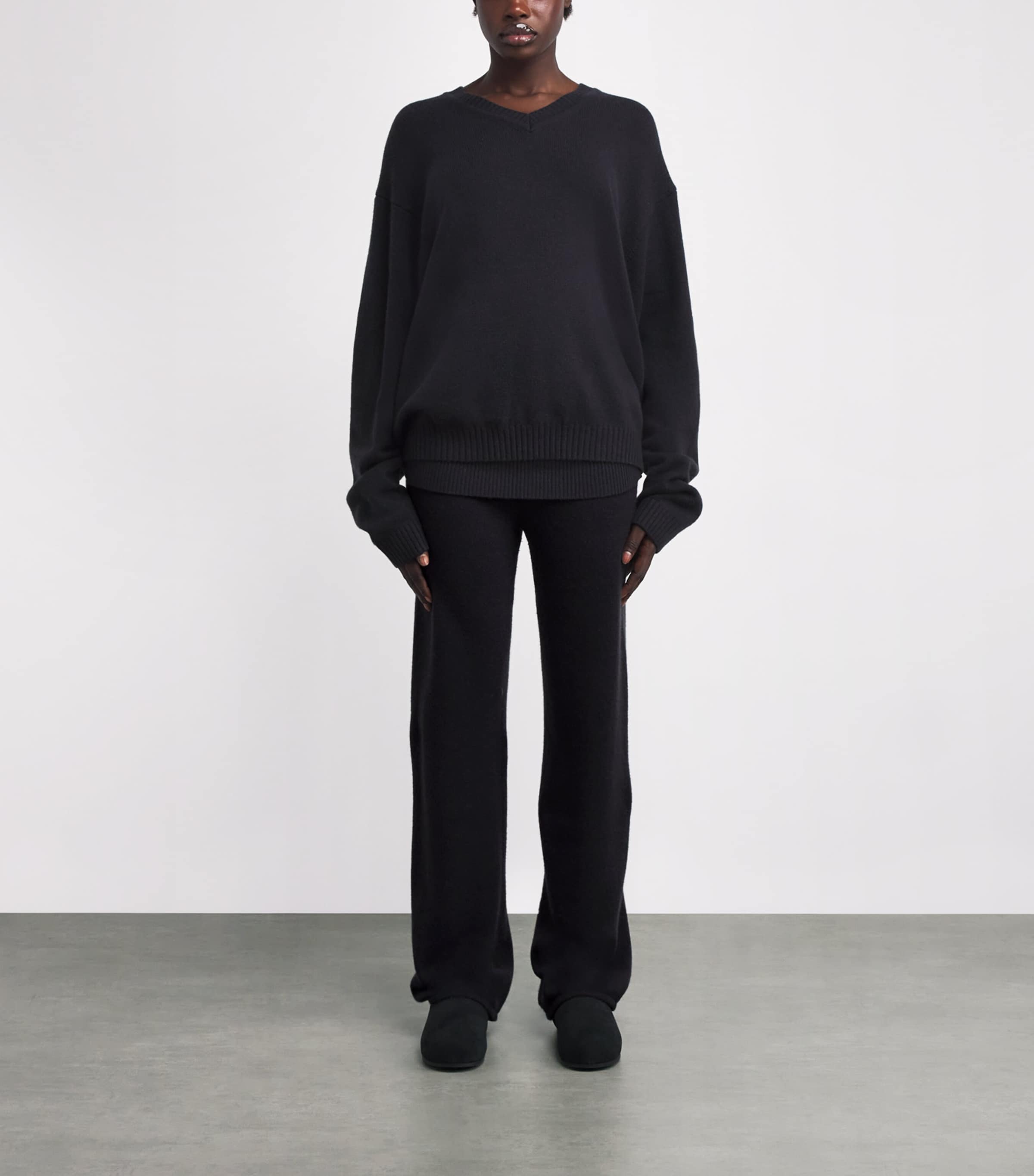 Wool-Cashmere Blend Fold-Over Trousers ONYX Image 2