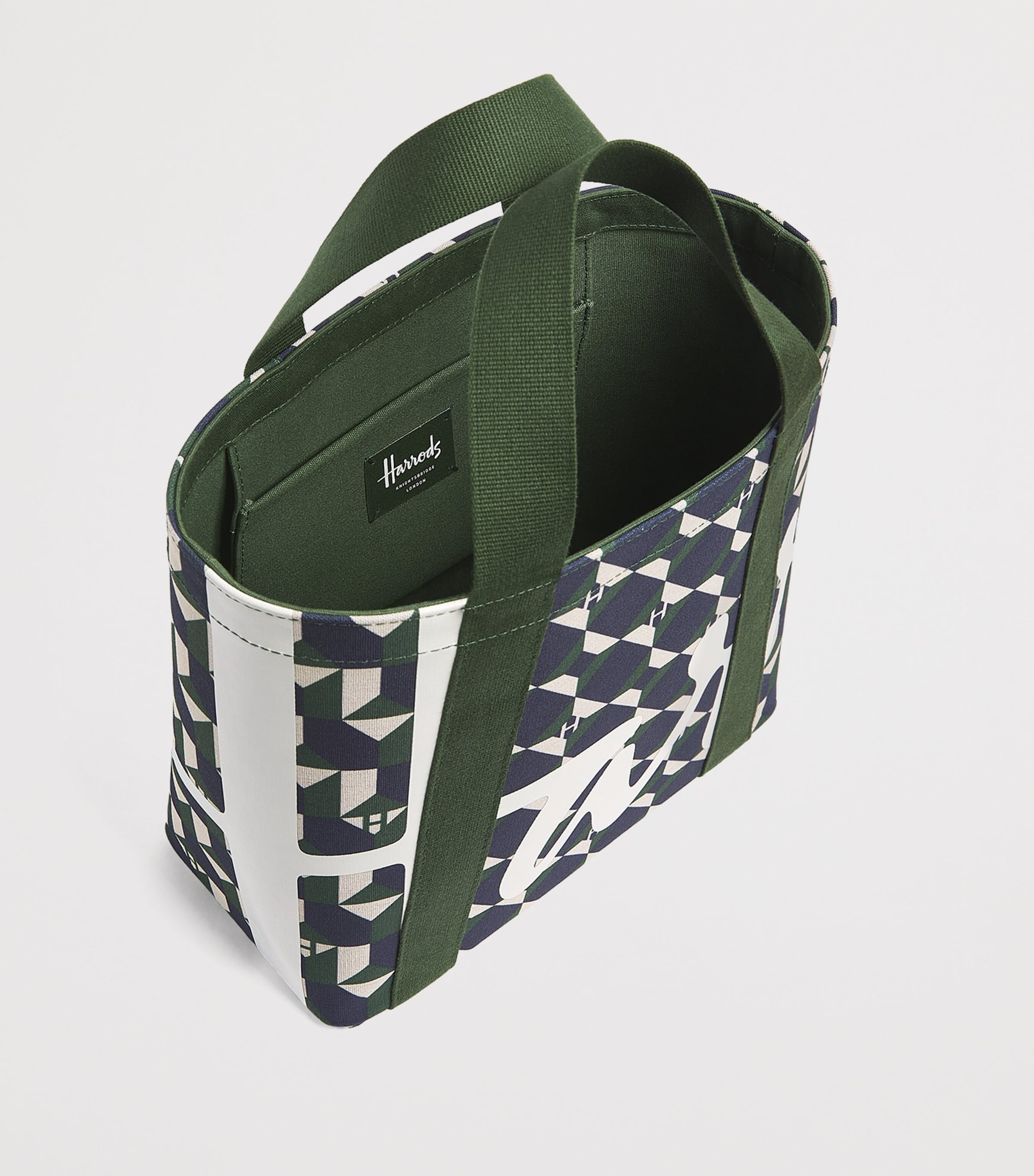 Harrods Mini Cotton Geometric Logo Tote Bag Harrods Green Image 3