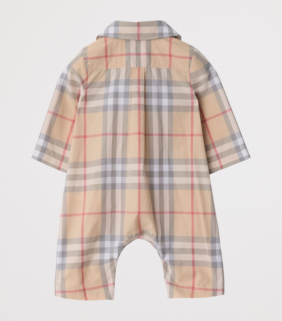 Cotton Check Playsuit (1-18 Months) PALE STONE IP CHECK Image 2