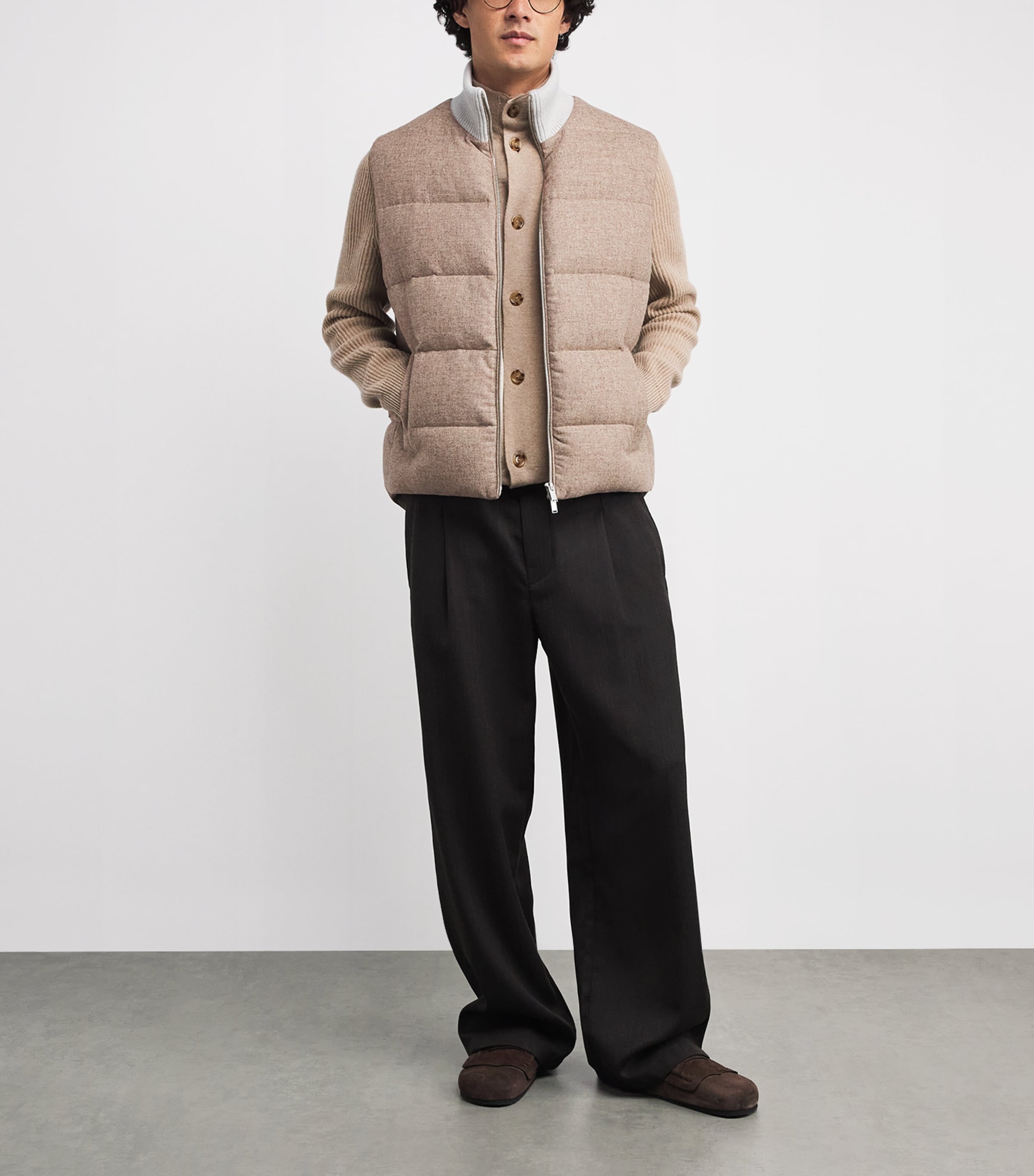 Wool-Cashmere Down Gilet 210-BEIGE Image 2