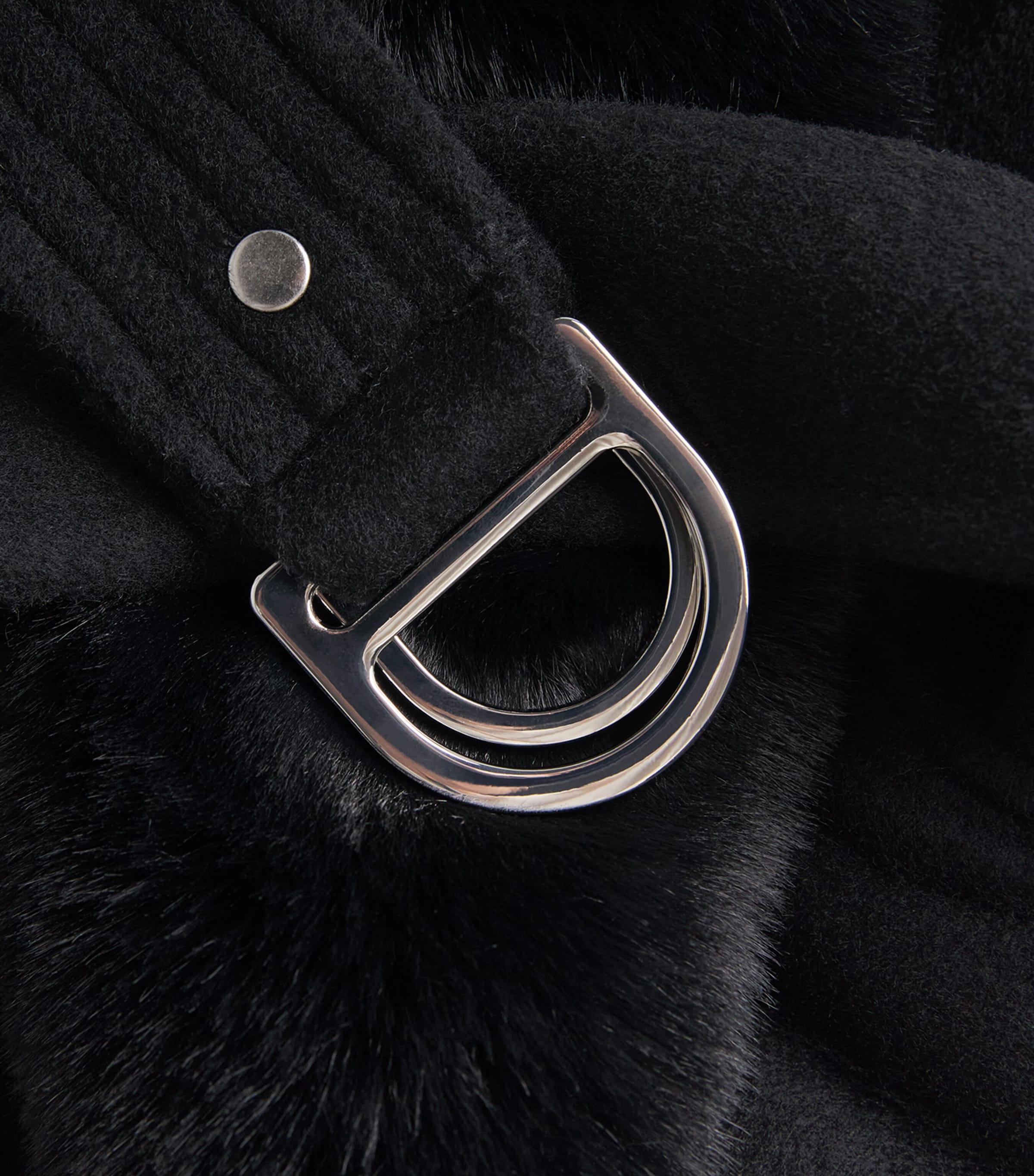 Faux Fur-Collar Coat BLACK Image 5