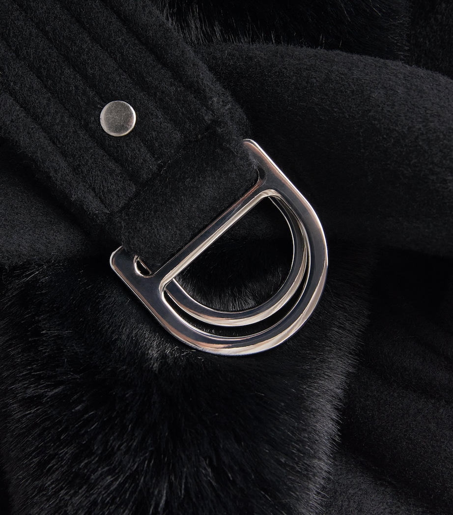 Faux Fur-Collar Coat BLACK Image 5