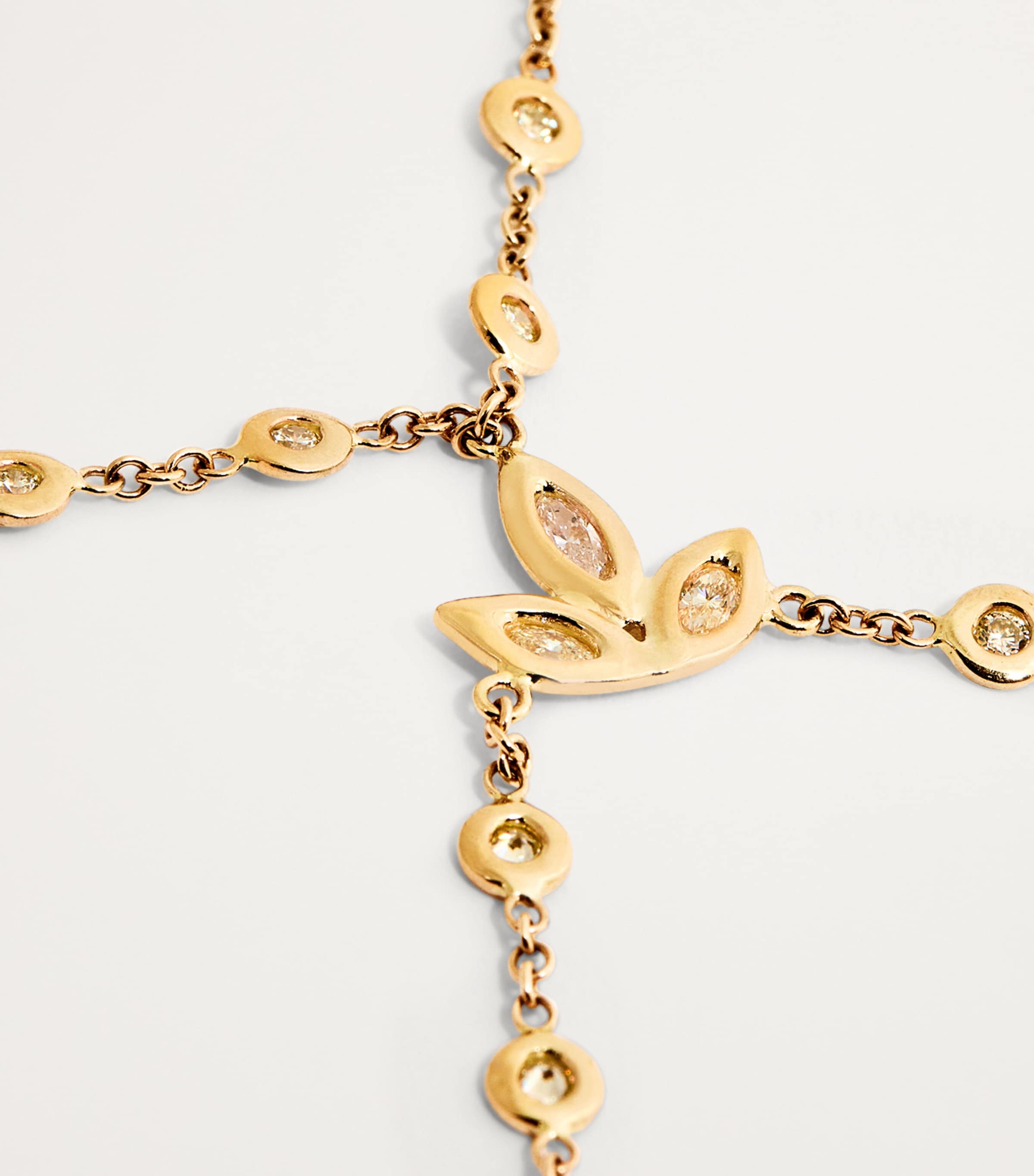 Yellow Gold and Diamond Marquise Blossom Finger Bracelet YELLOW GOLD Image 4