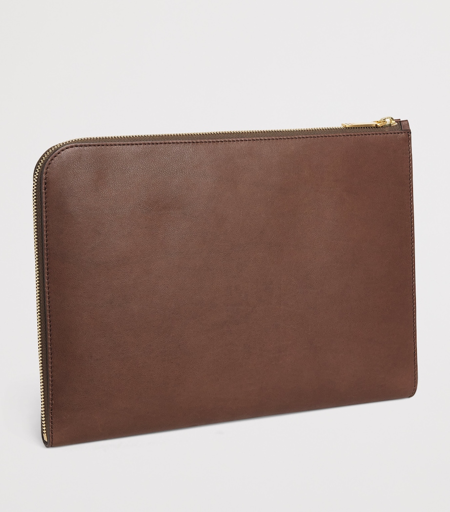 Medium Leather Gusset Folio Bag DARK BROWN Image 3