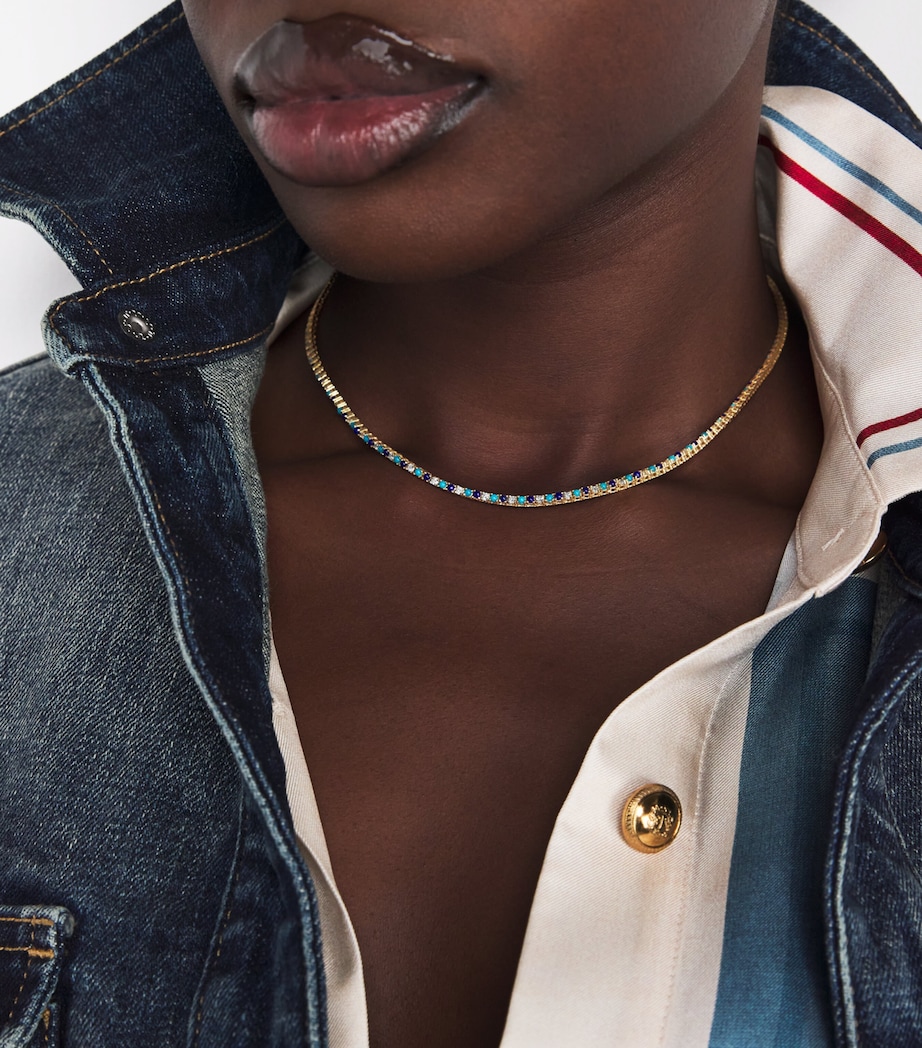 Yellow Gold, Diamond and Turquoise Four-Prong Tennis Bracelet YELLOW GOLD Image 2