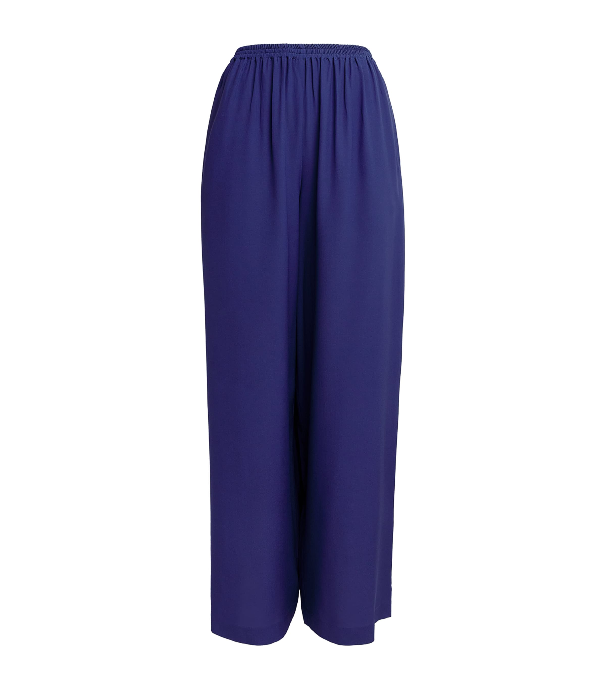Shop Eskandar Silk Flared Trousers In Blue