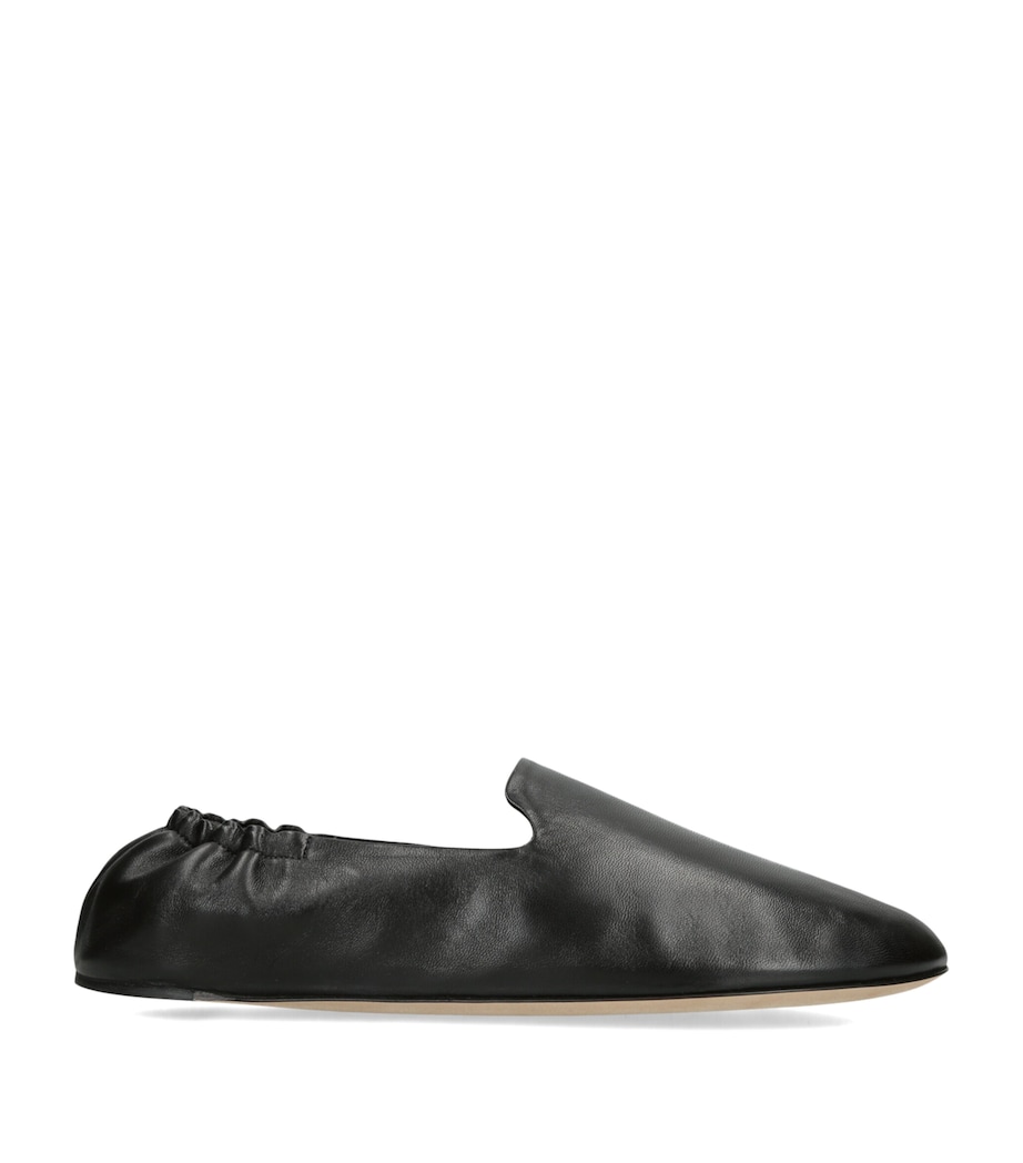 The Row Casa Leather Slippers Black Image 1