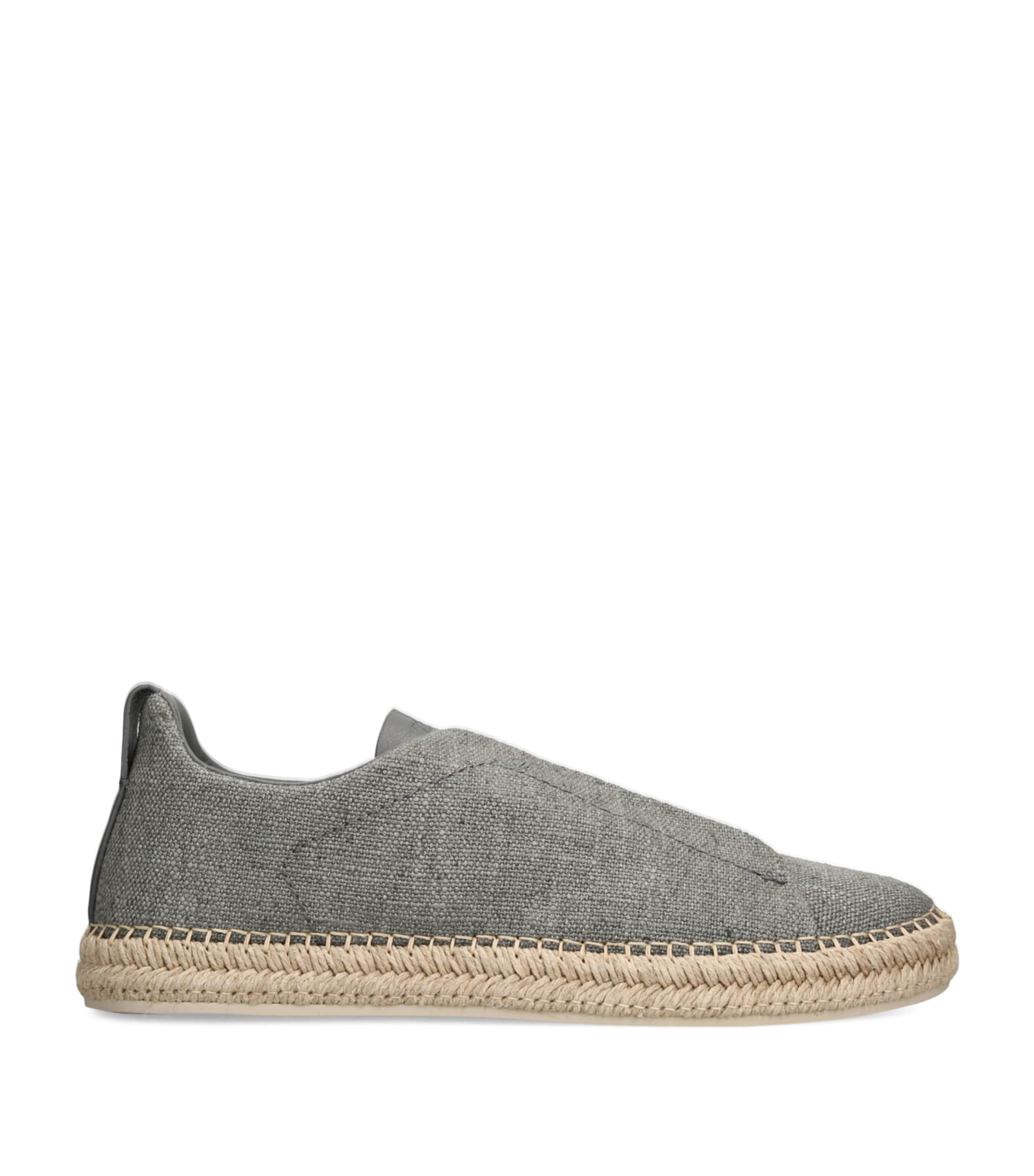 Zegna Canvas Triple Stitch Espadrilles In Grey