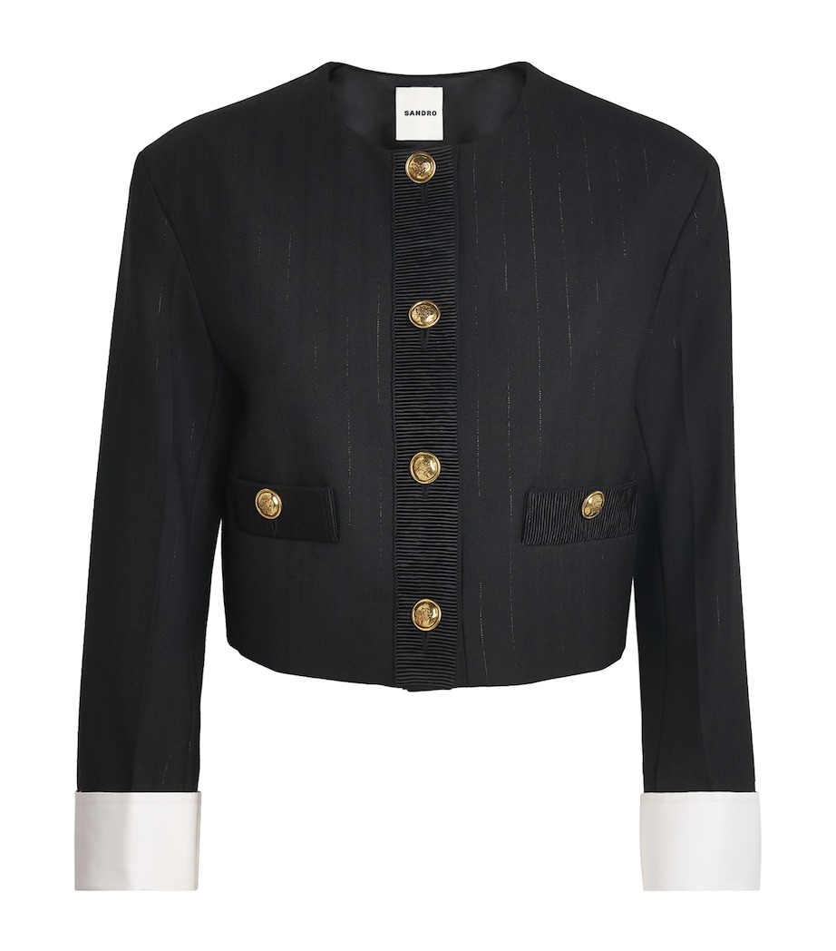 Sandro Paris Womens Cropped Tailored Jacket Black Image 1