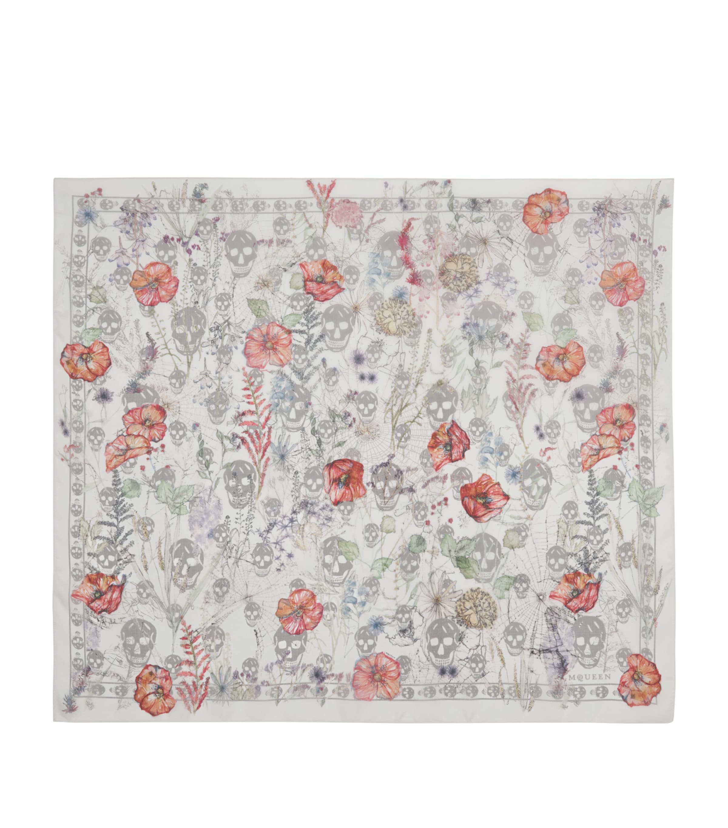 McQueen Silk Spider Floral Scarf Image 1
