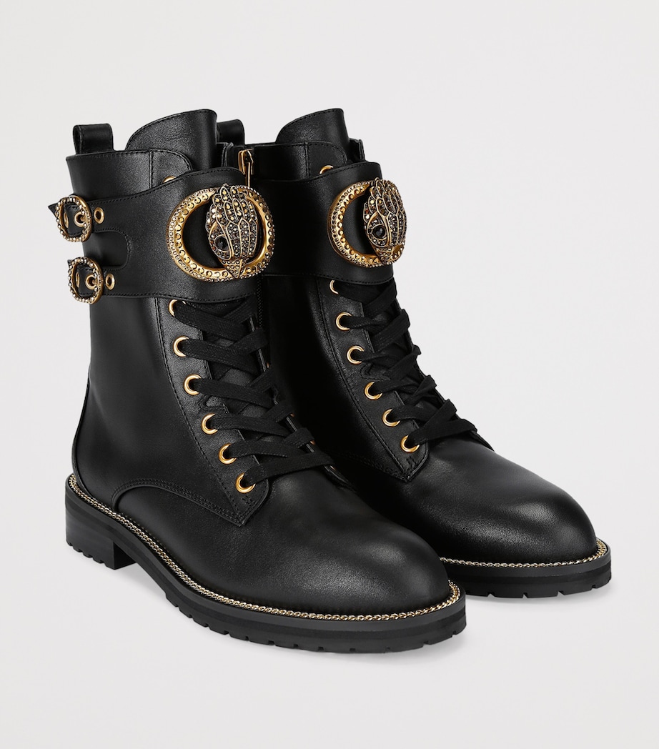 Leather Stoop Lace-Up Boots BLACK Image 3