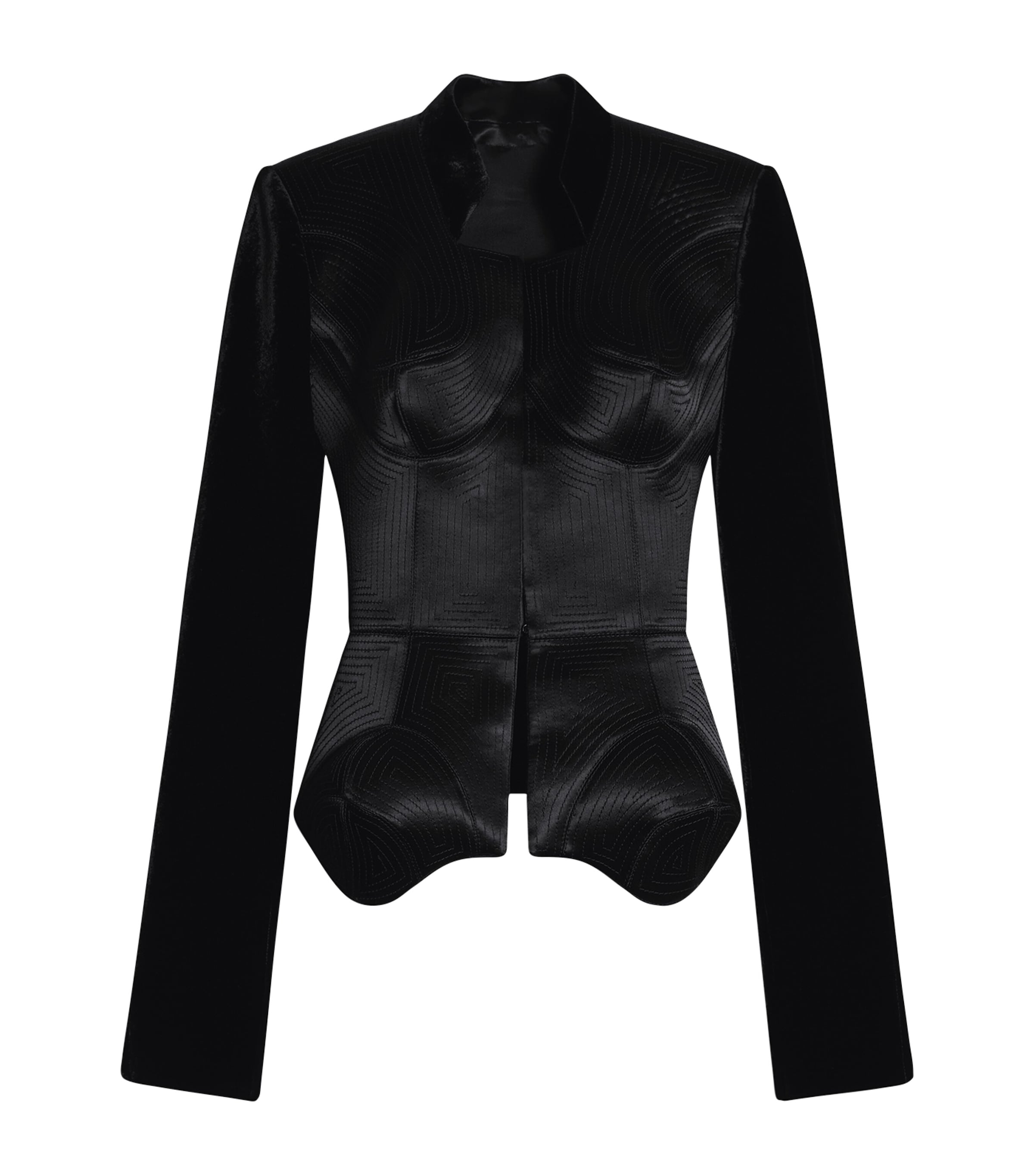 Schiaparelli Womens Satin-Velvet Embroidered Elsa Jacket Black Image 1