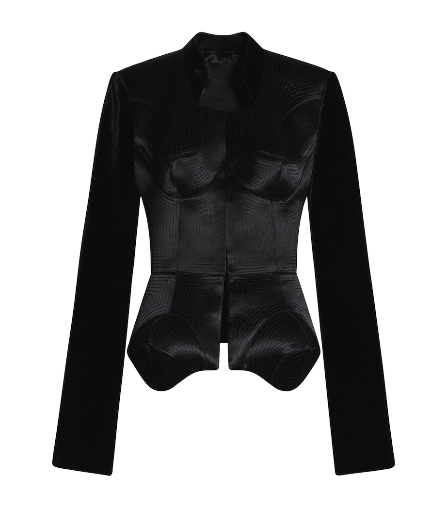 Schiaparelli Womens Satin-Velvet Embroidered Elsa Jacket Black Image 1