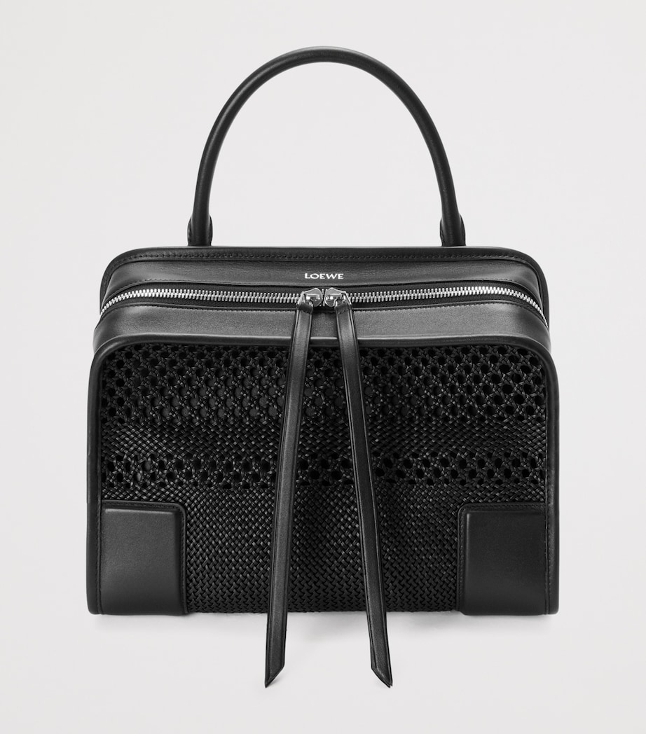 LOEWE Medium Woven Leather Amazona 180 Top-Handle Bag Black Image 9