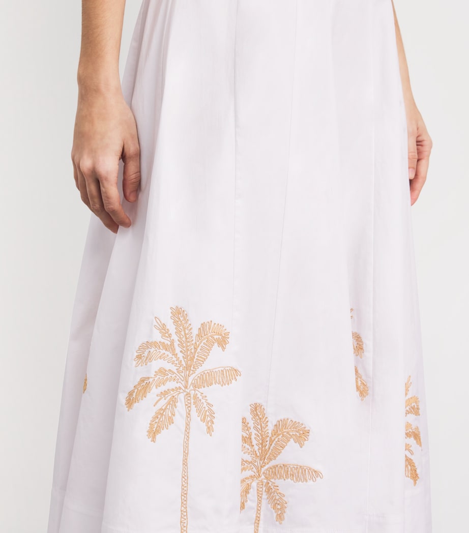 STAUD Womens Embroidered Wells Midi Dress Whtf White Embroidry Image 5
